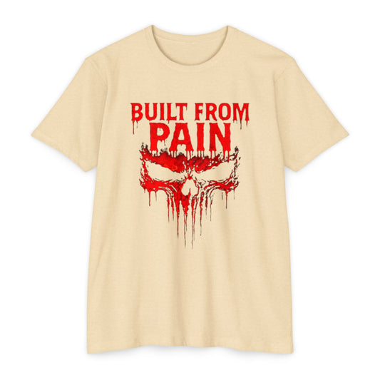 Built From Pain Skull T-Shirt — Gothic Fitness Graphic Tee