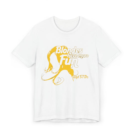 Blondes Have More Fun Graphic Tee — Retro Yellow Statement T-Shirt