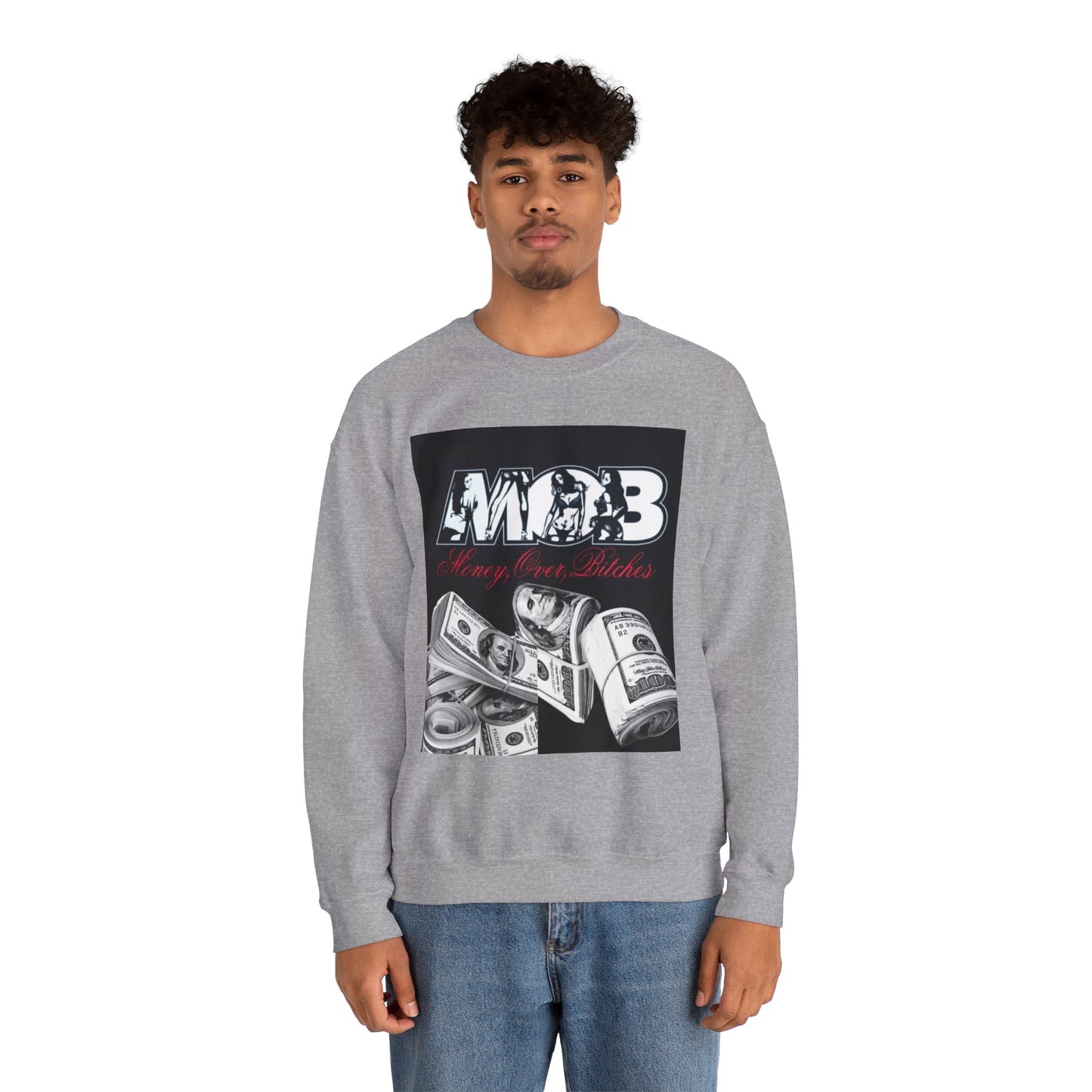 Minimal Cat Row Crewneck Sweatshirt - Subtle Watercolor Cat Art