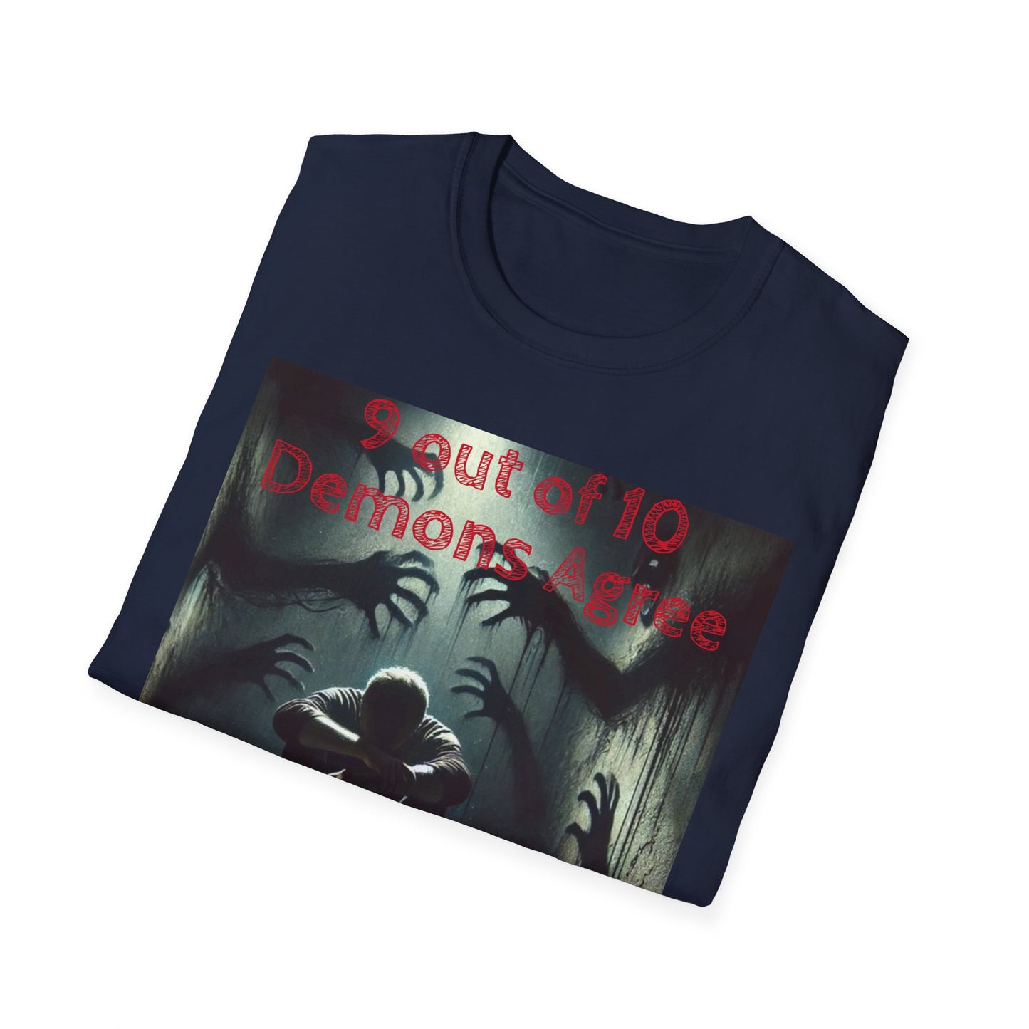 Horror Illustration T-Shirt — "Your Next!" Demon Shadows Graphic Tee