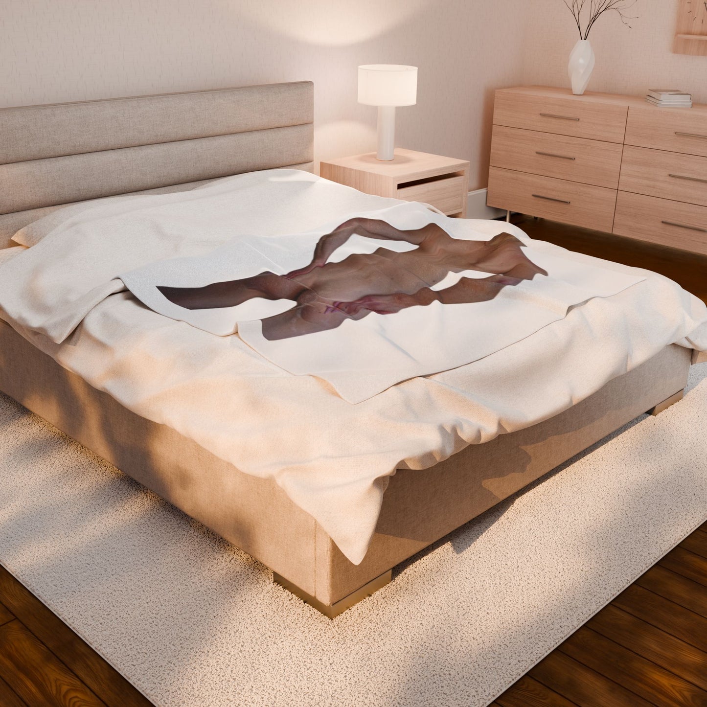 Velveteen Plush Blanket — Artistic Nude Figure Print Cozy Throw
