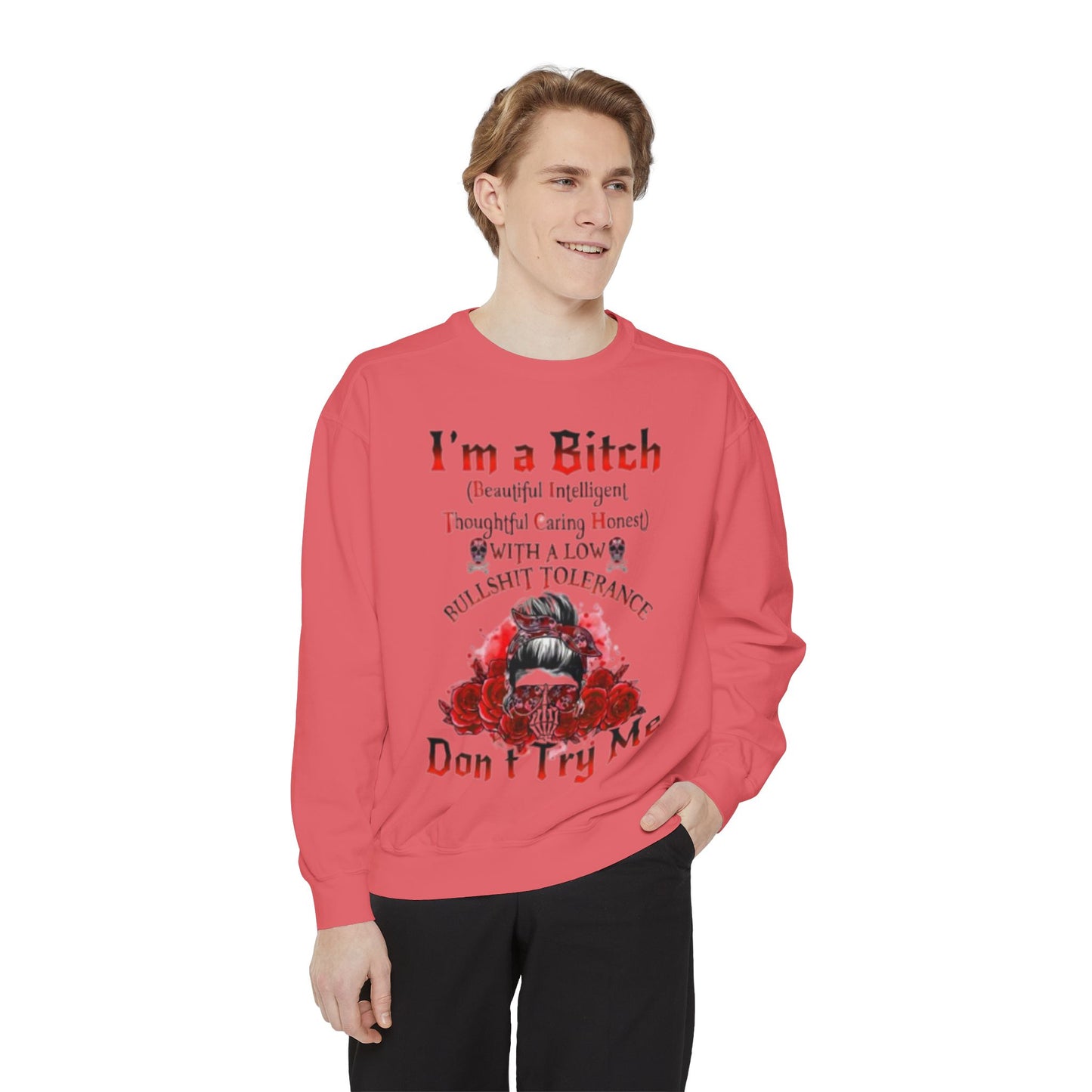 Sweatshirt — "I'm a Bitch" Skull Floral Crewneck (Don’t Try Me)