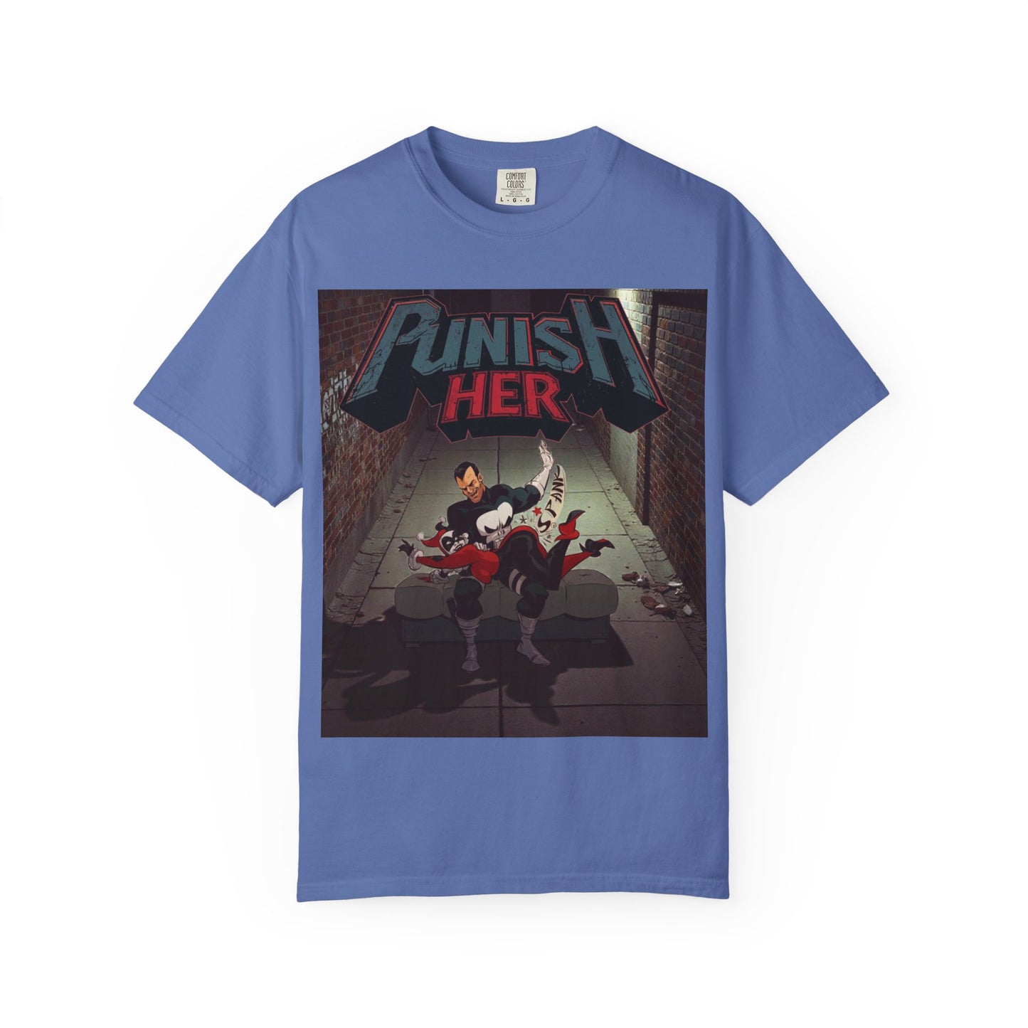 Graphic T-Shirt — "Punish Her" Retro Comic Alley Scene