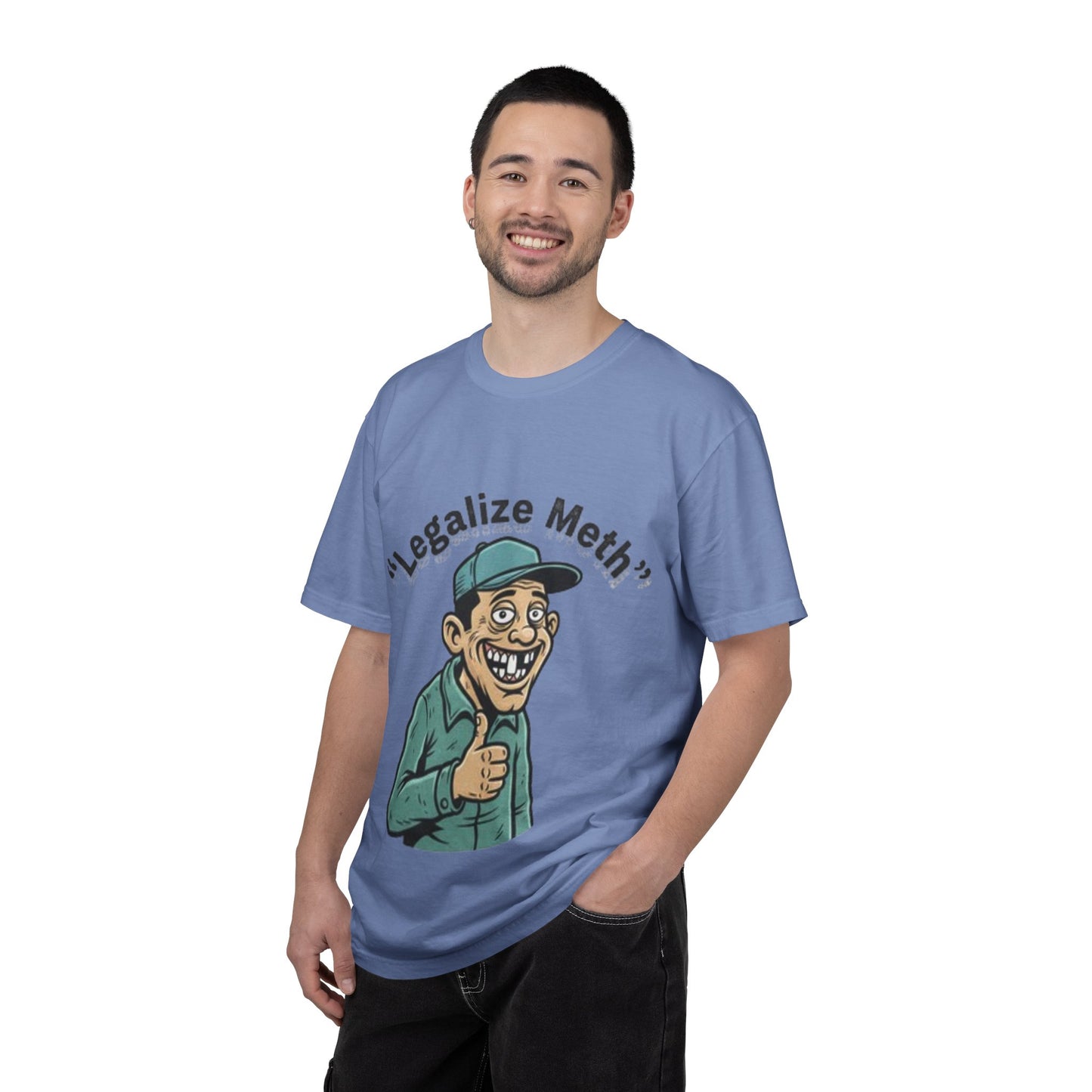 Graphic T-Shirt — “Legalize Methin’” Funny Retro Thumbs-Up Design