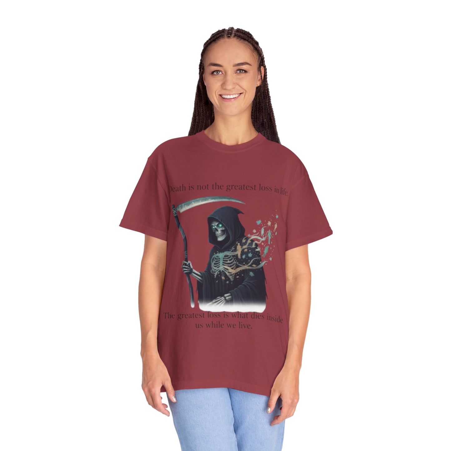 Grim Reaper Quote T-Shirt — "Death is not the greatest loss in life" Graphic Tee