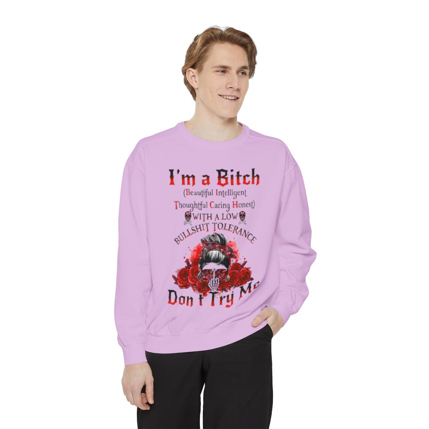 Sweatshirt — "I'm a Bitch" Skull Floral Crewneck (Don’t Try Me)