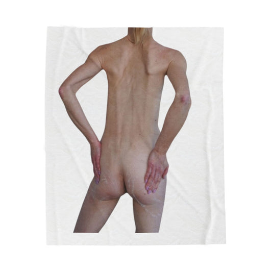 Velveteen Plush Blanket — Artistic Nude Figure Print Cozy Throw