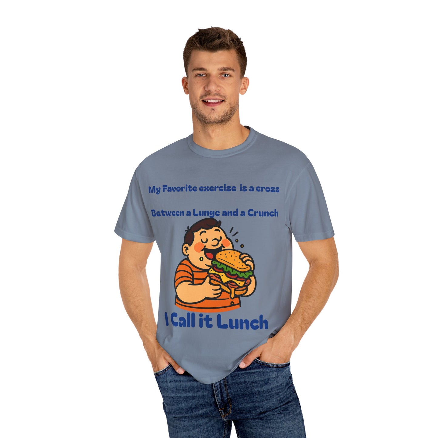 Funny Fitness T-shirt, Humorous Gym Tee, Quirky Lunch Lover Shirt, Perfect Gift for Foodies, Casual Wear for Gym Enthusiasts