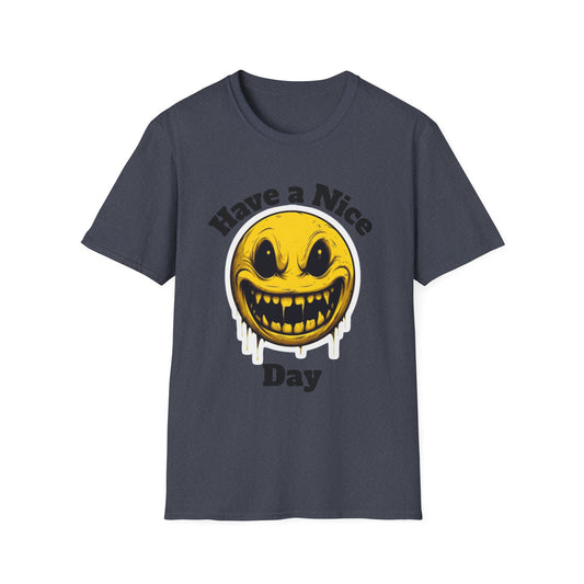 Have a Nice Day Smiley T-Shirt — Creepy Dripping Emoji Tee