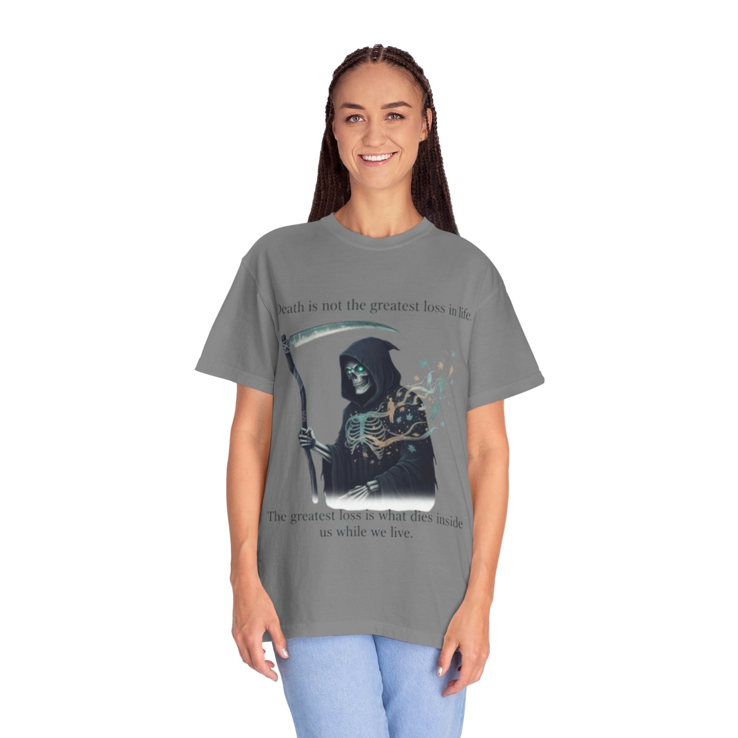 Grim Reaper Quote T-Shirt — "Death is not the greatest loss in life" Graphic Tee