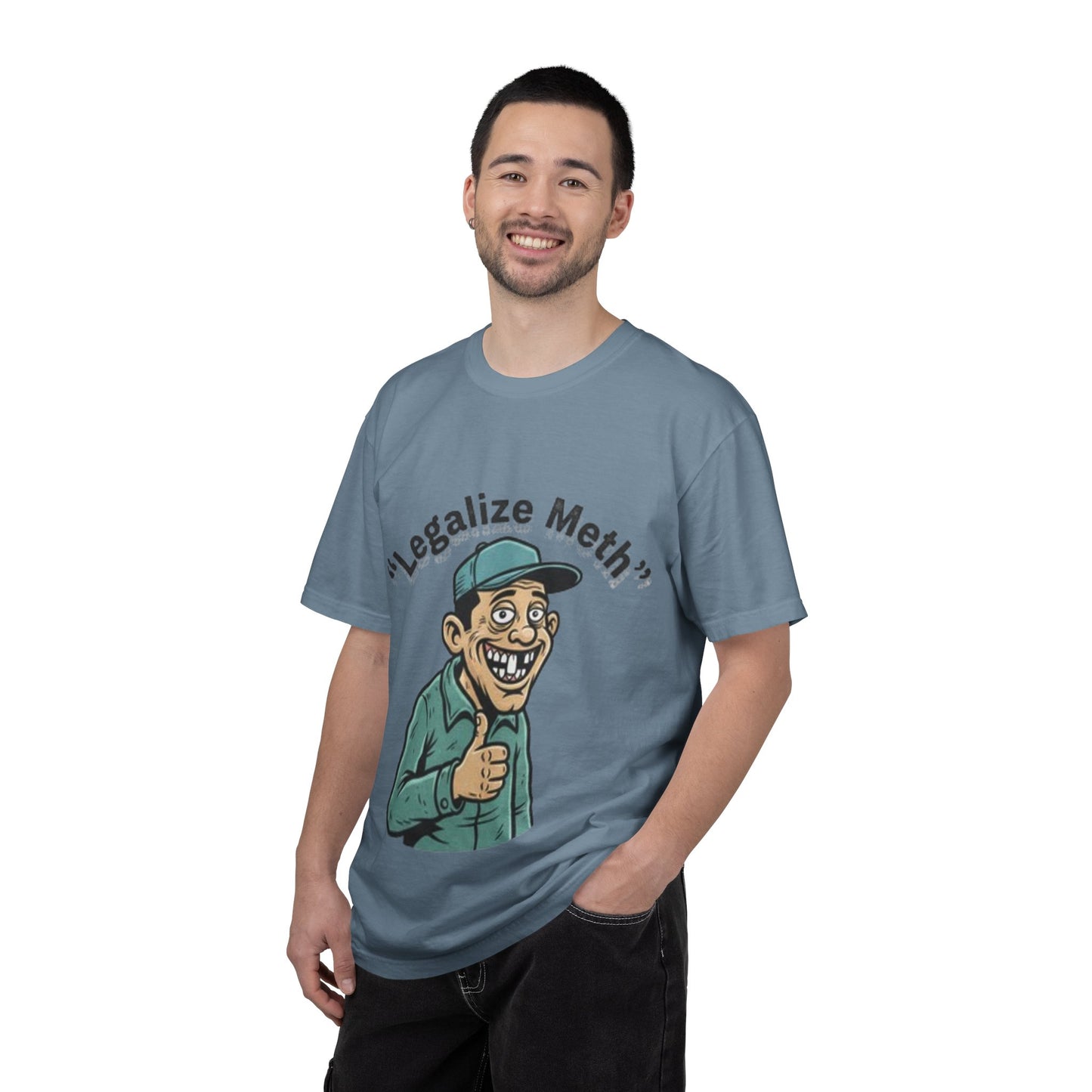 Graphic T-Shirt — “Legalize Methin’” Funny Retro Thumbs-Up Design