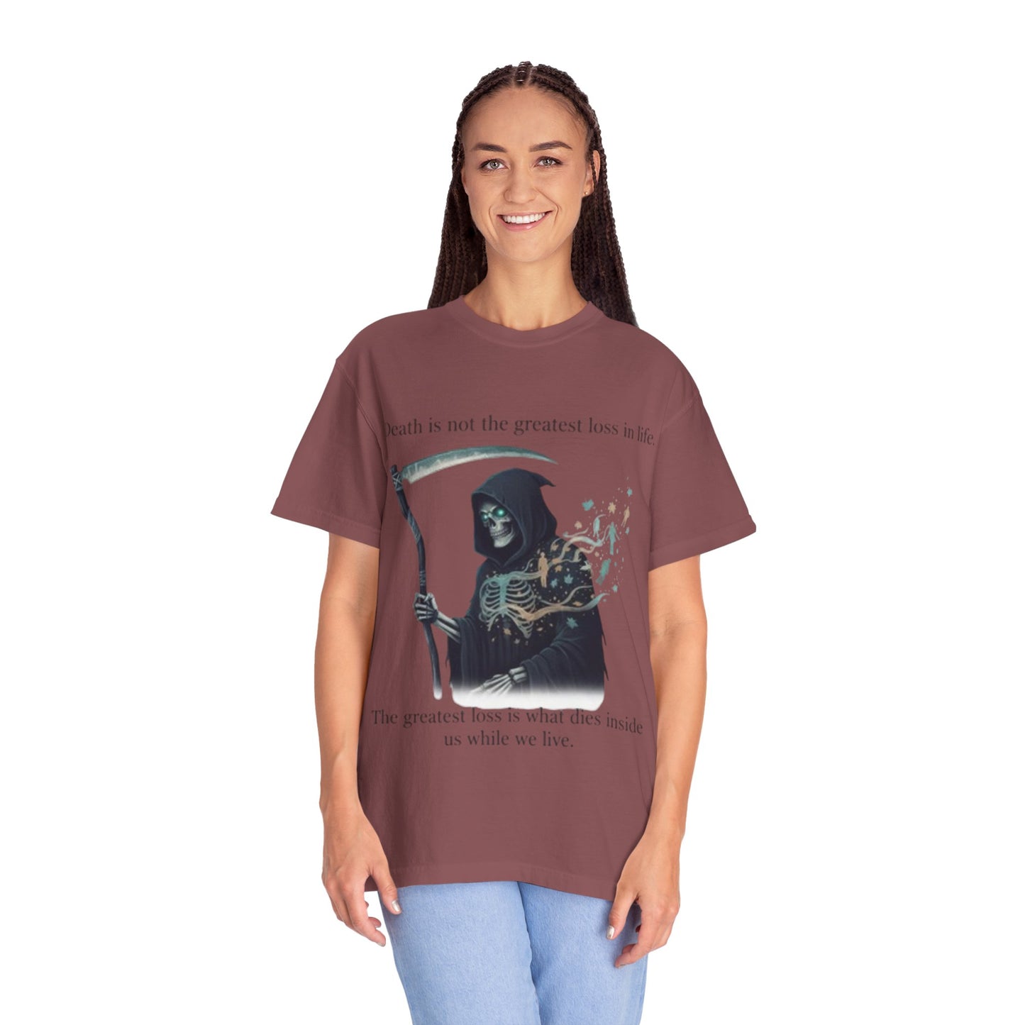 Grim Reaper Quote T-Shirt — "Death is not the greatest loss in life" Graphic Tee