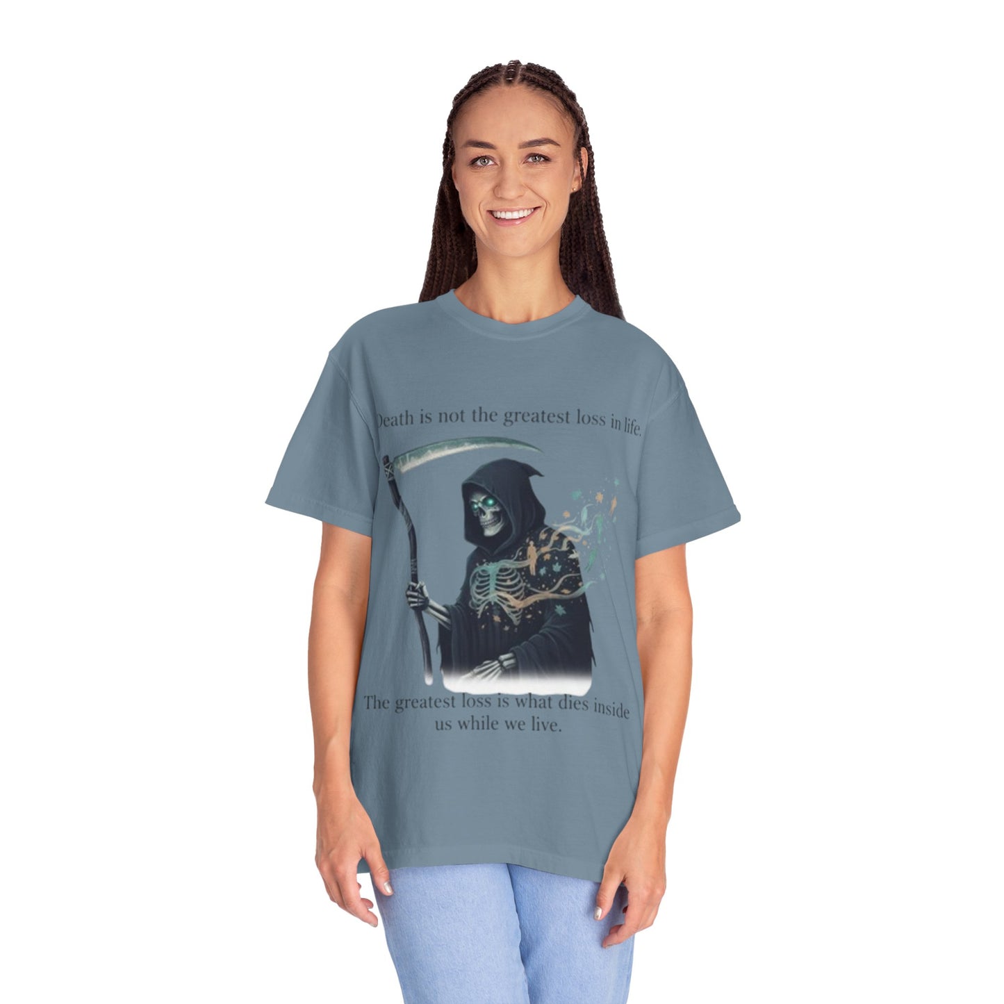 Grim Reaper Quote T-Shirt — "Death is not the greatest loss in life" Graphic Tee