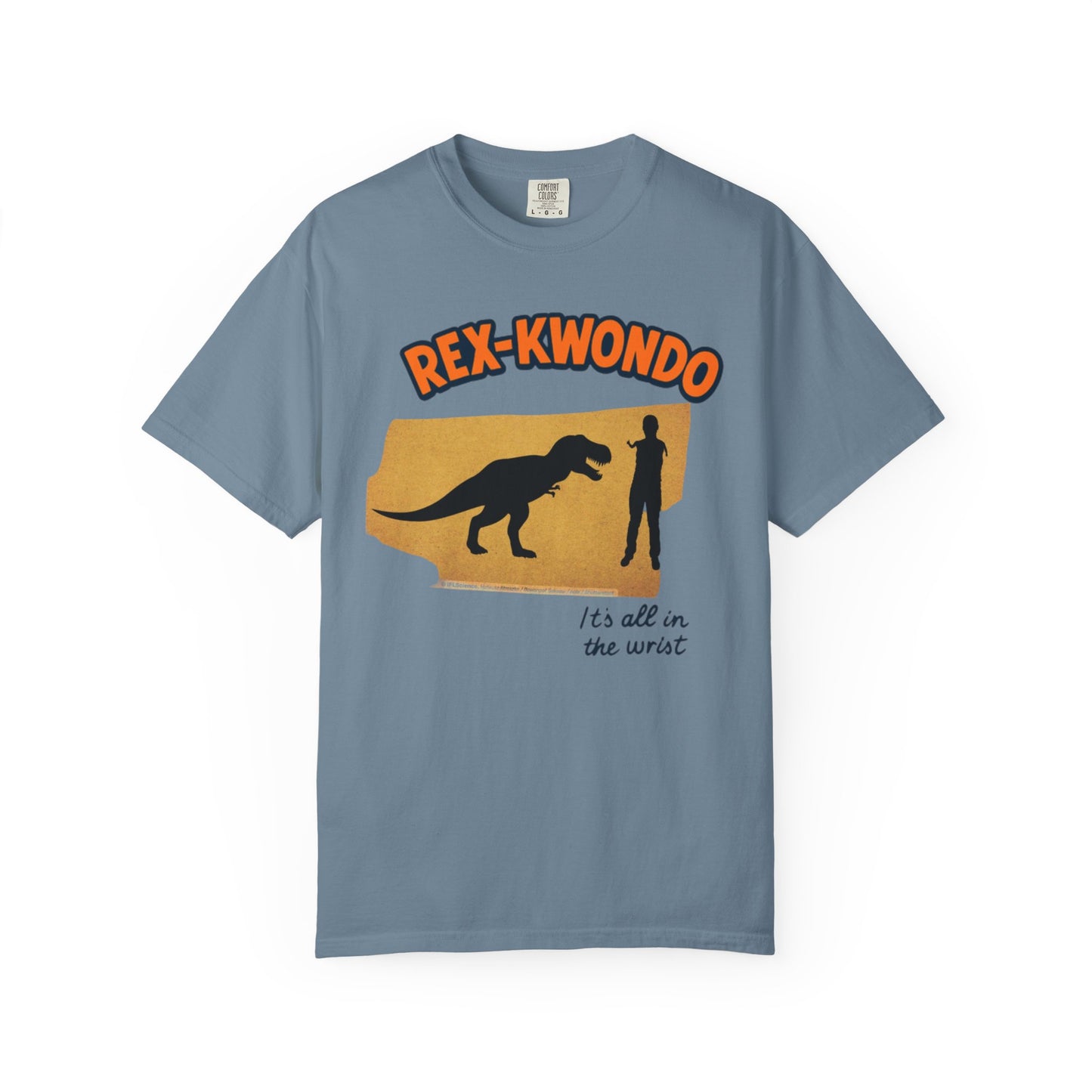 Rex-Kwondo T-Shirt — Funny Dinosaur Martial Arts Tee (“It's all in the wrist”)