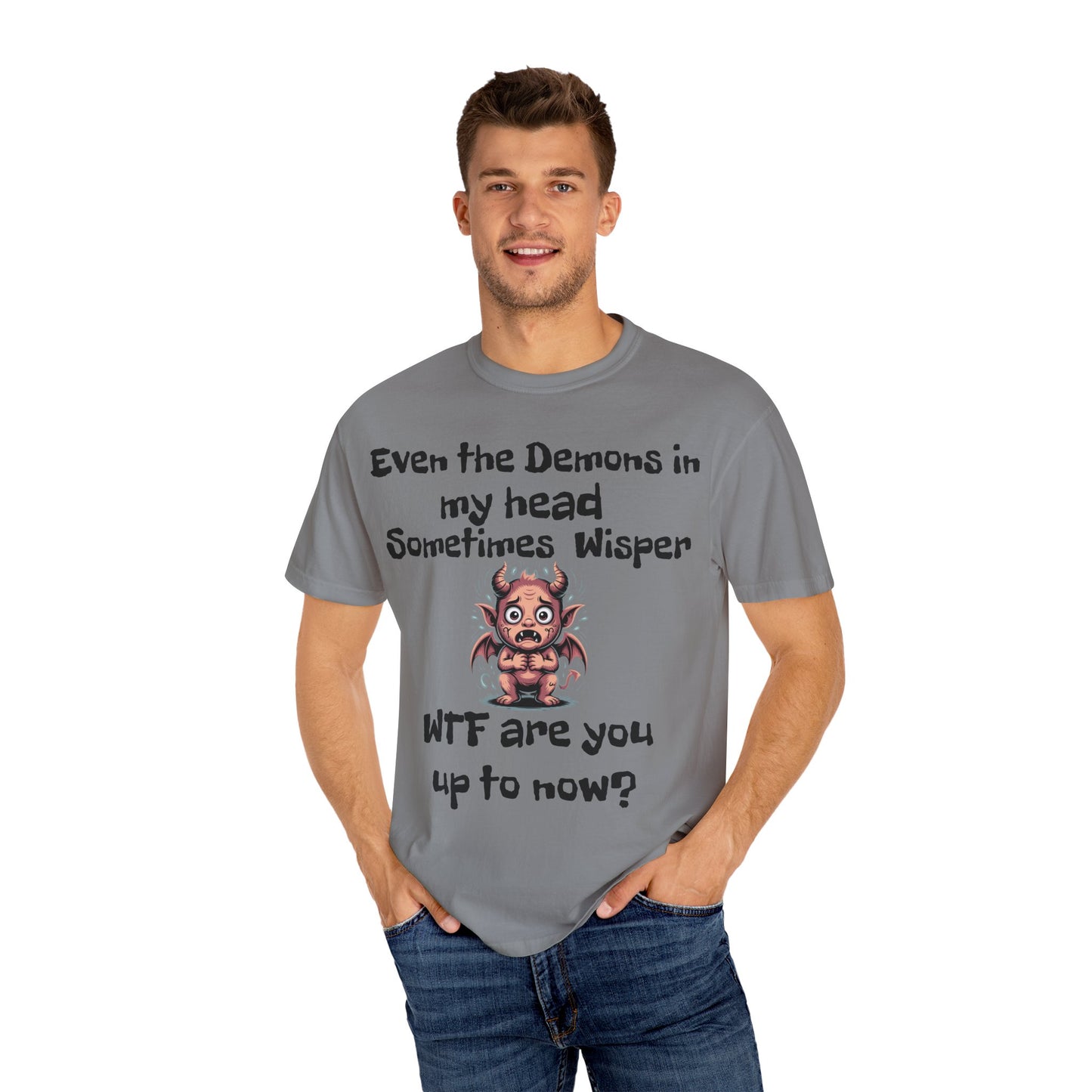 Whimsical Demon Graphic T-shirt -"Even the Demons in My Head" Design