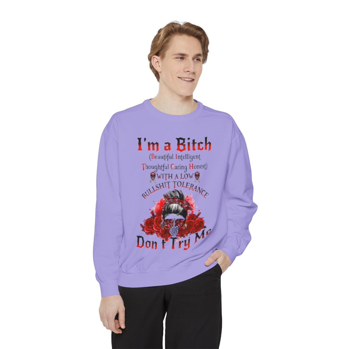 Sweatshirt — "I'm a Bitch" Skull Floral Crewneck (Don’t Try Me)