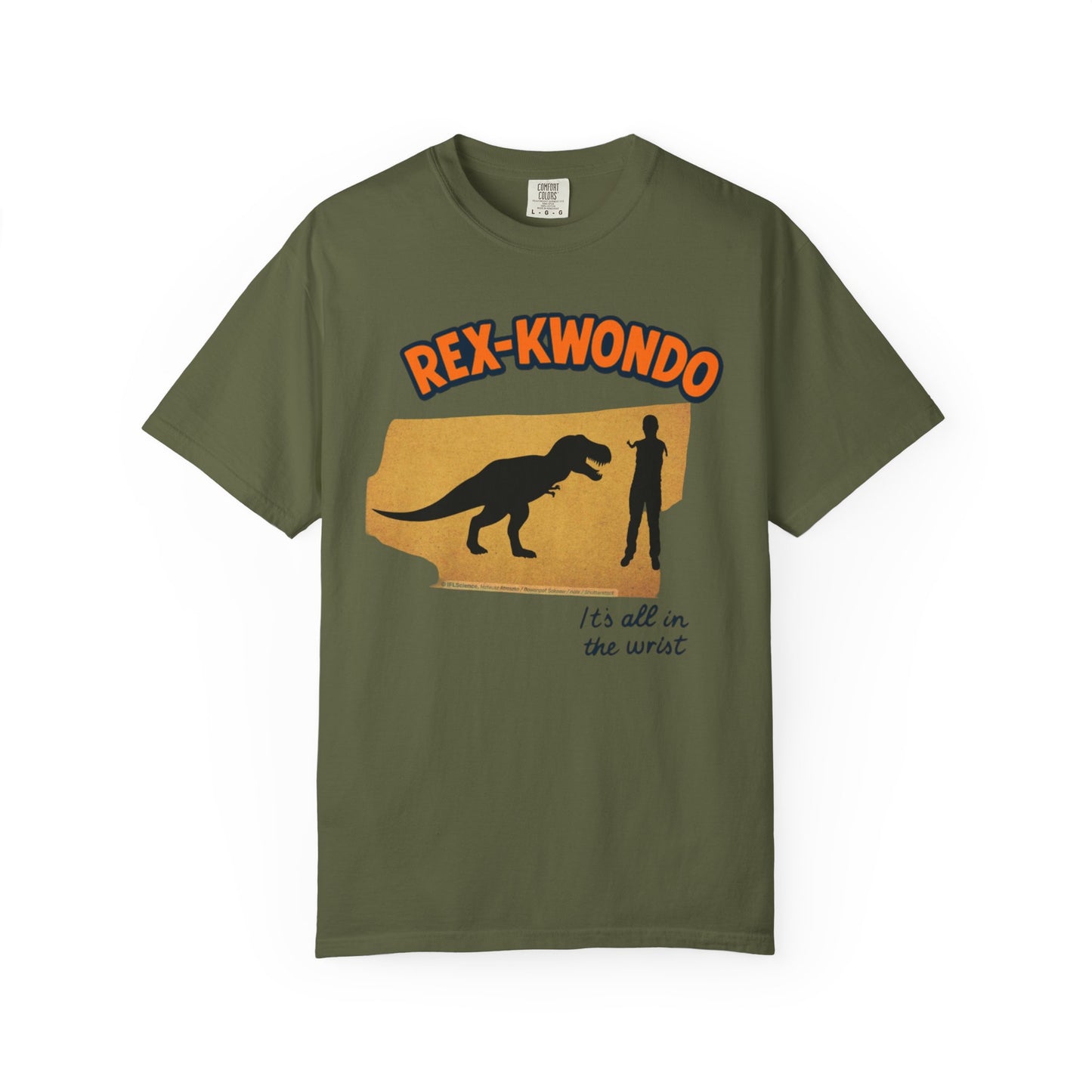 Rex-Kwondo T-Shirt — Funny Dinosaur Martial Arts Tee (“It's all in the wrist”)