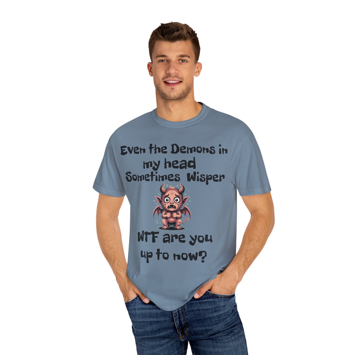 Whimsical Demon Graphic T-shirt -"Even the Demons in My Head" Design
