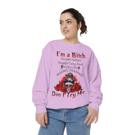 Sweatshirt — "I'm a Bitch" Skull Floral Crewneck (Don’t Try Me)