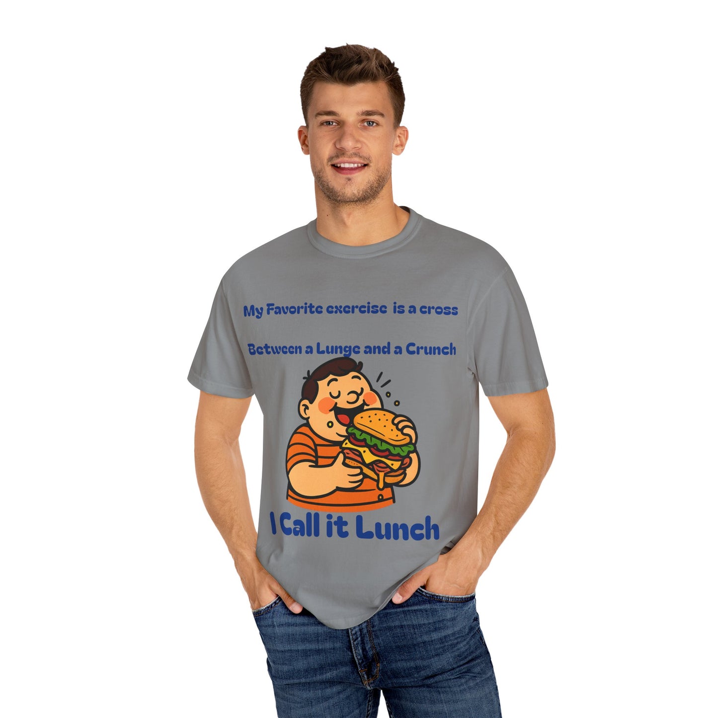 Funny Fitness T-shirt, Humorous Gym Tee, Quirky Lunch Lover Shirt, Perfect Gift for Foodies, Casual Wear for Gym Enthusiasts