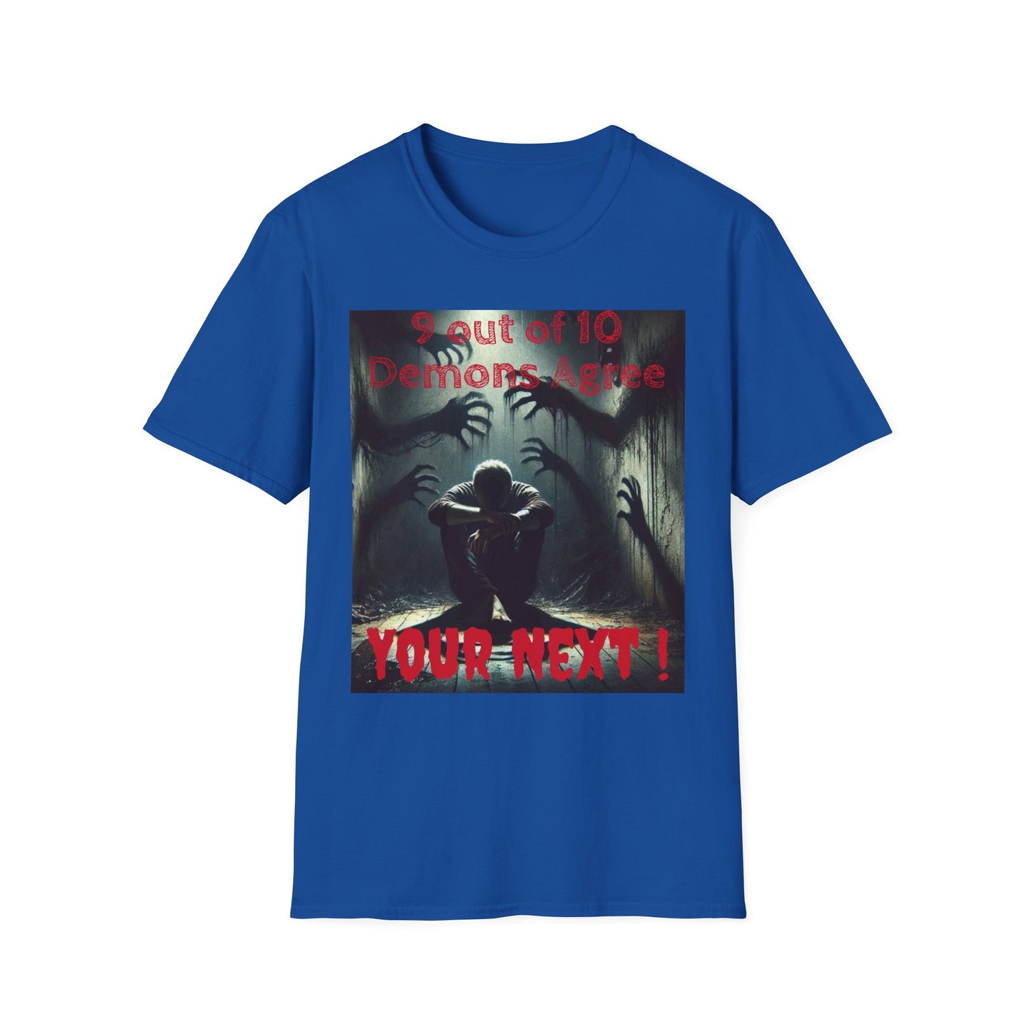Horror Illustration T-Shirt — "Your Next!" Demon Shadows Graphic Tee