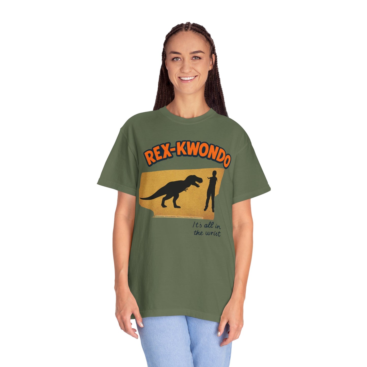 Rex-Kwondo T-Shirt — Funny Dinosaur Martial Arts Tee (“It's all in the wrist”)