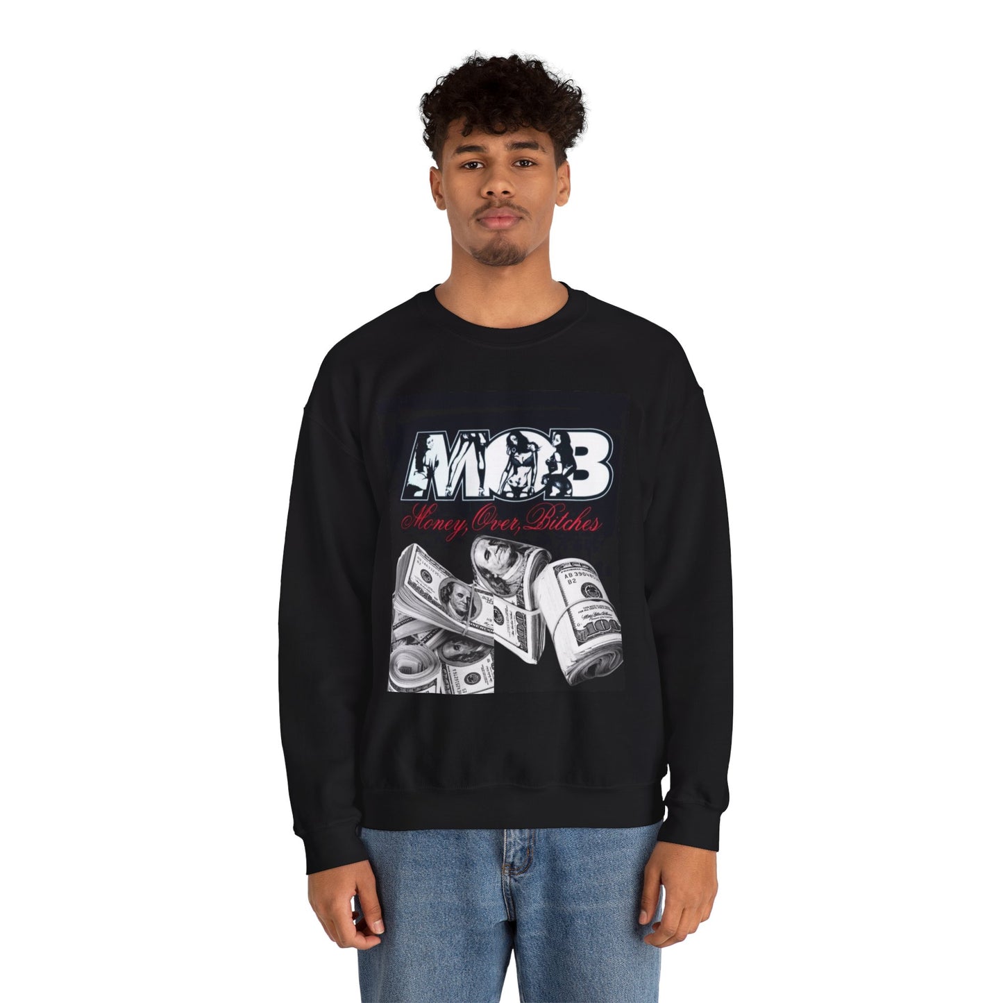 Minimal Cat Row Crewneck Sweatshirt - Subtle Watercolor Cat Art