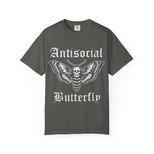 Antisocial Butterfly T-Shirt — Gothic Moth Skull Graphic Tee