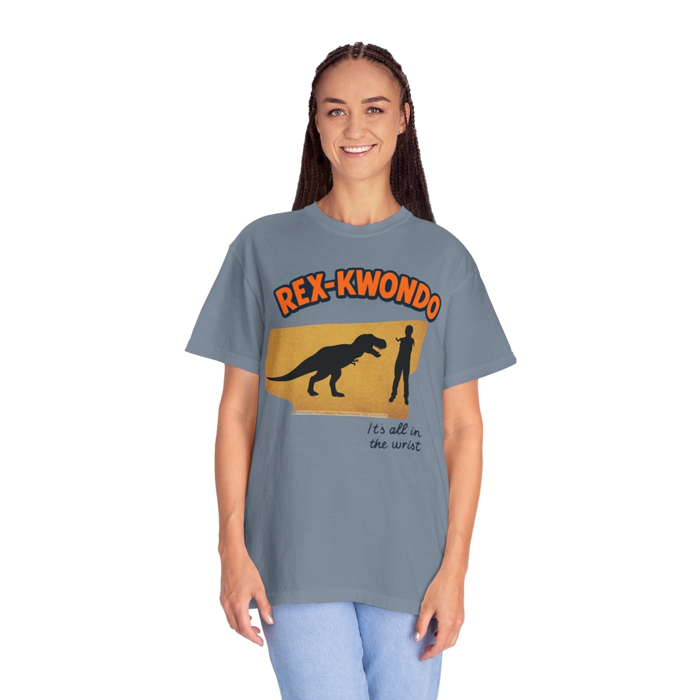 Rex-Kwondo T-Shirt — Funny Dinosaur Martial Arts Tee (“It's all in the wrist”)