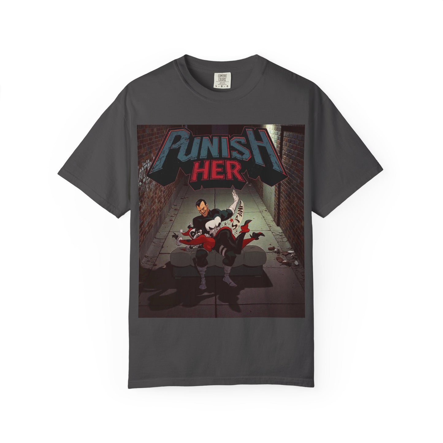 Graphic T-Shirt — "Punish Her" Retro Comic Alley Scene