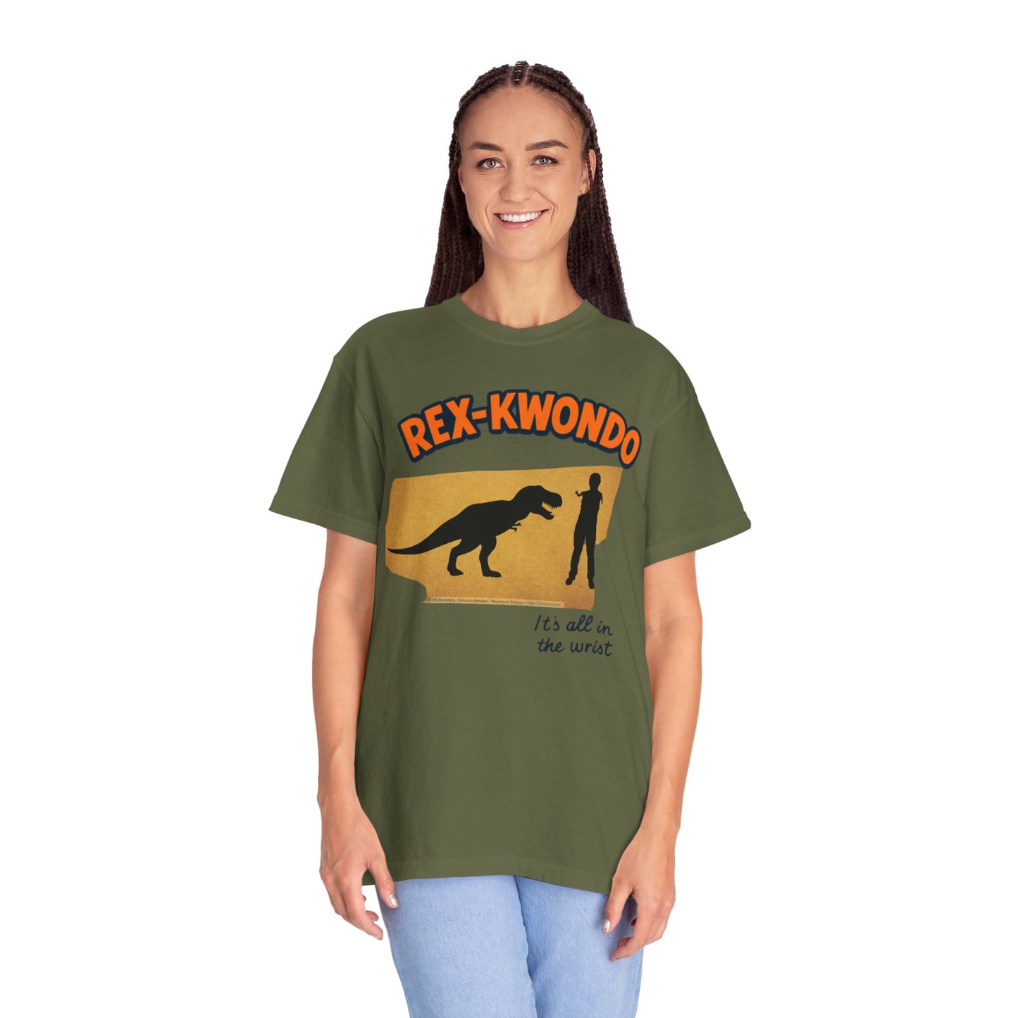 Rex-Kwondo T-Shirt — Funny Dinosaur Martial Arts Tee (“It's all in the wrist”)