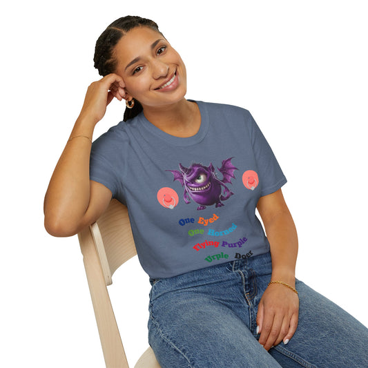 Cute Purple Monster T-Shirt — Playful Bat Creature Graphic Tee