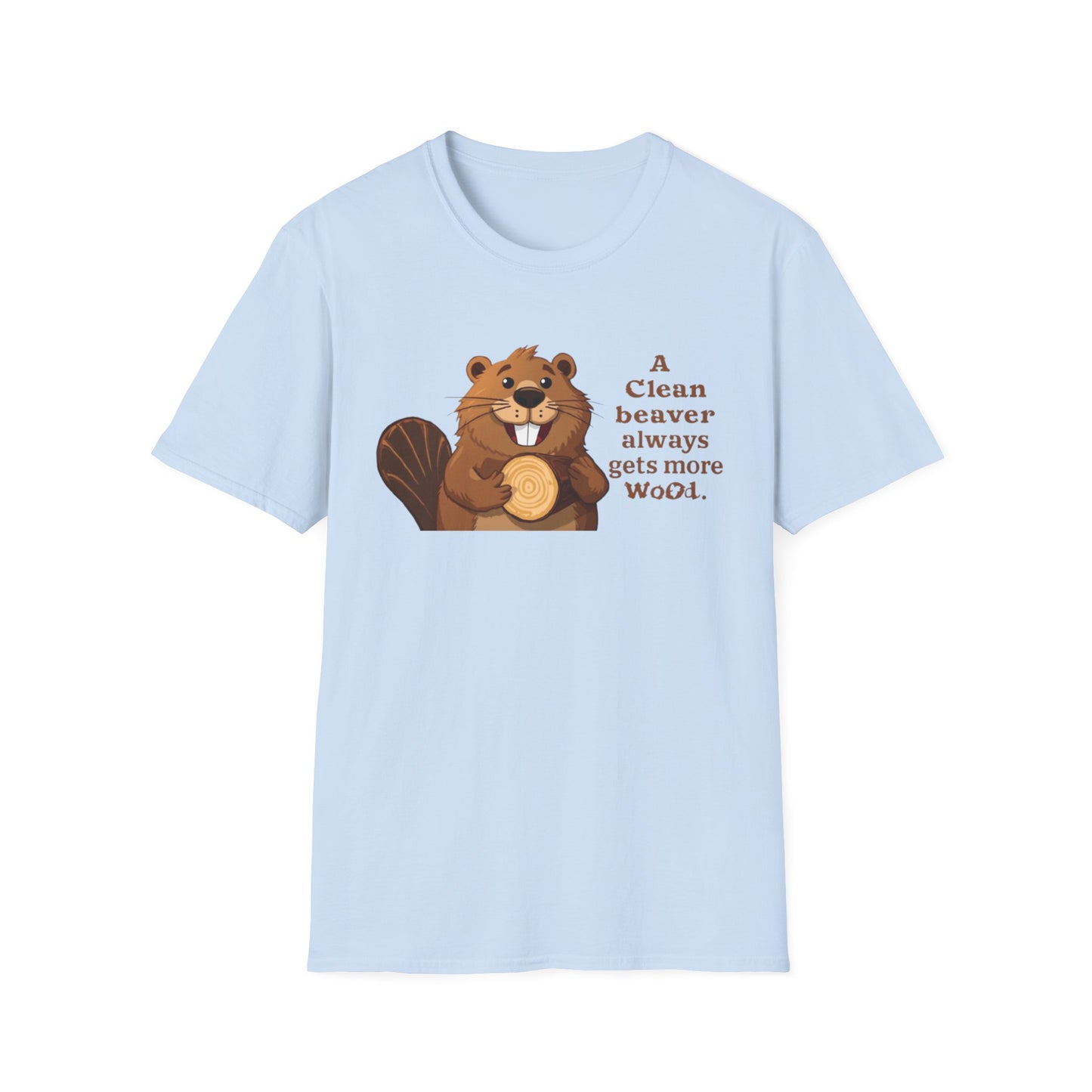 Beaver T-Shirt — Cute Cartoon Beaver with 'A Clean Beaver Always Gets More Wood' Funny Graphic Tee