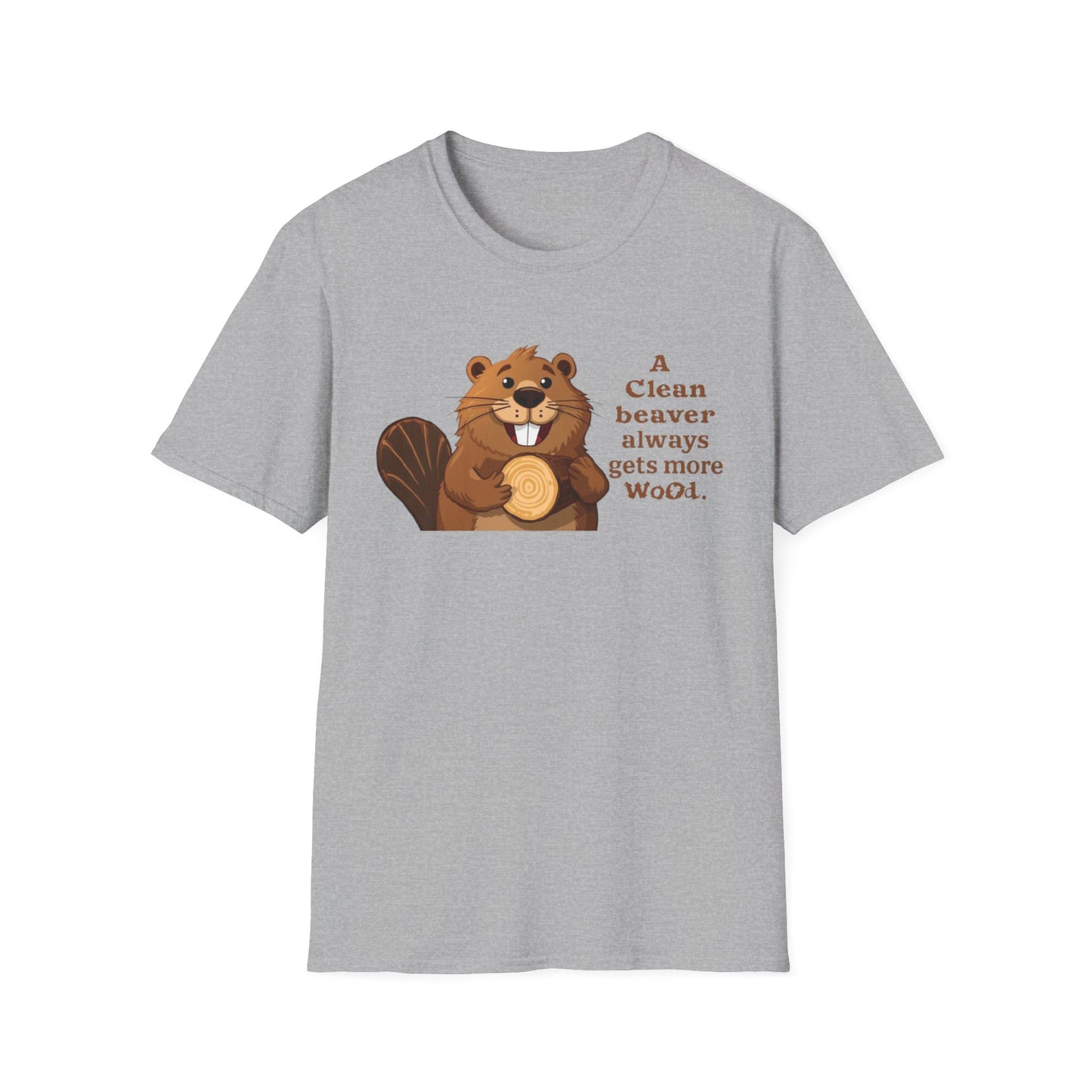 Beaver T-Shirt — Cute Cartoon Beaver with 'A Clean Beaver Always Gets More Wood' Funny Graphic Tee