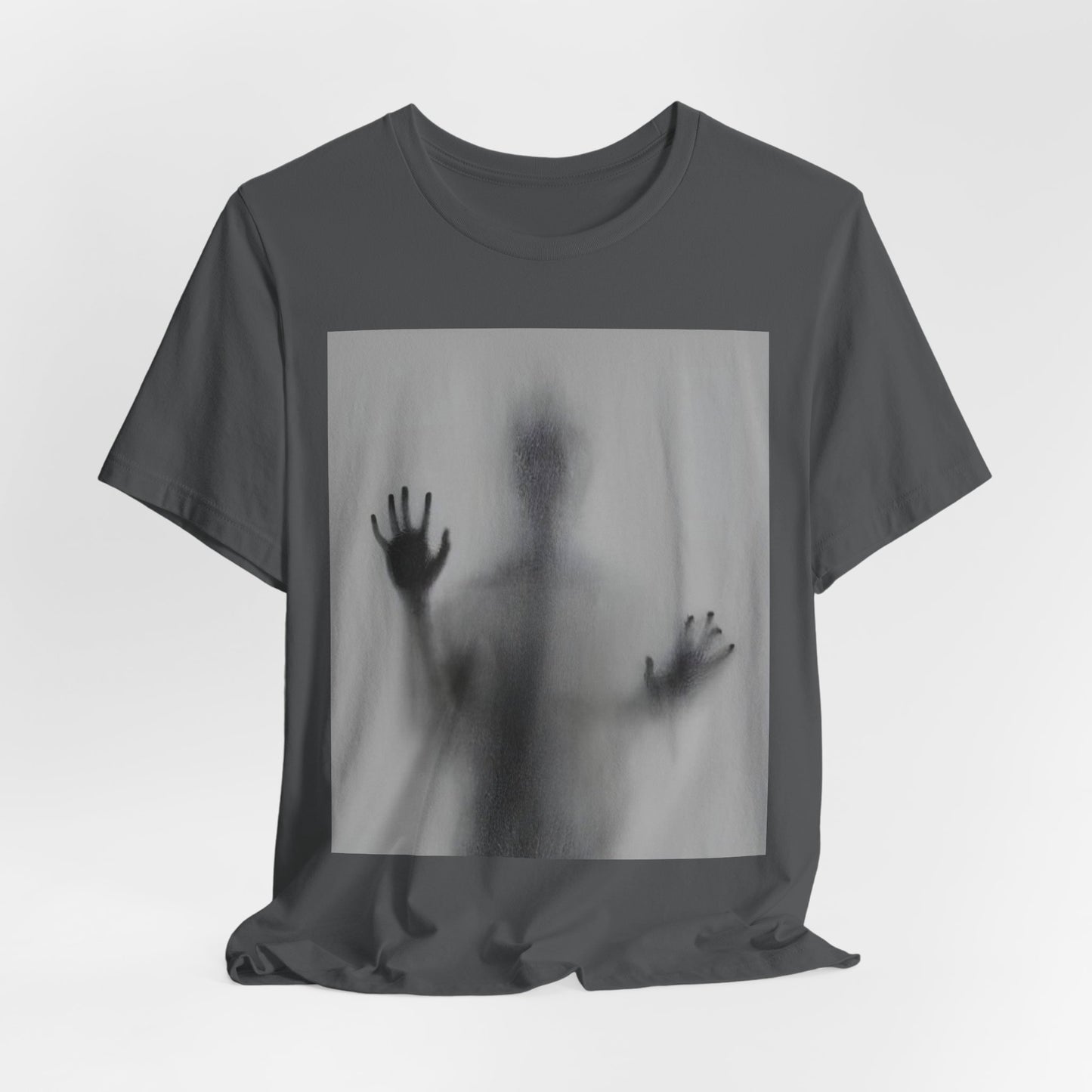 Horror Graphic Tee — Ghostly Silhouette & Screaming Zombie Back Print