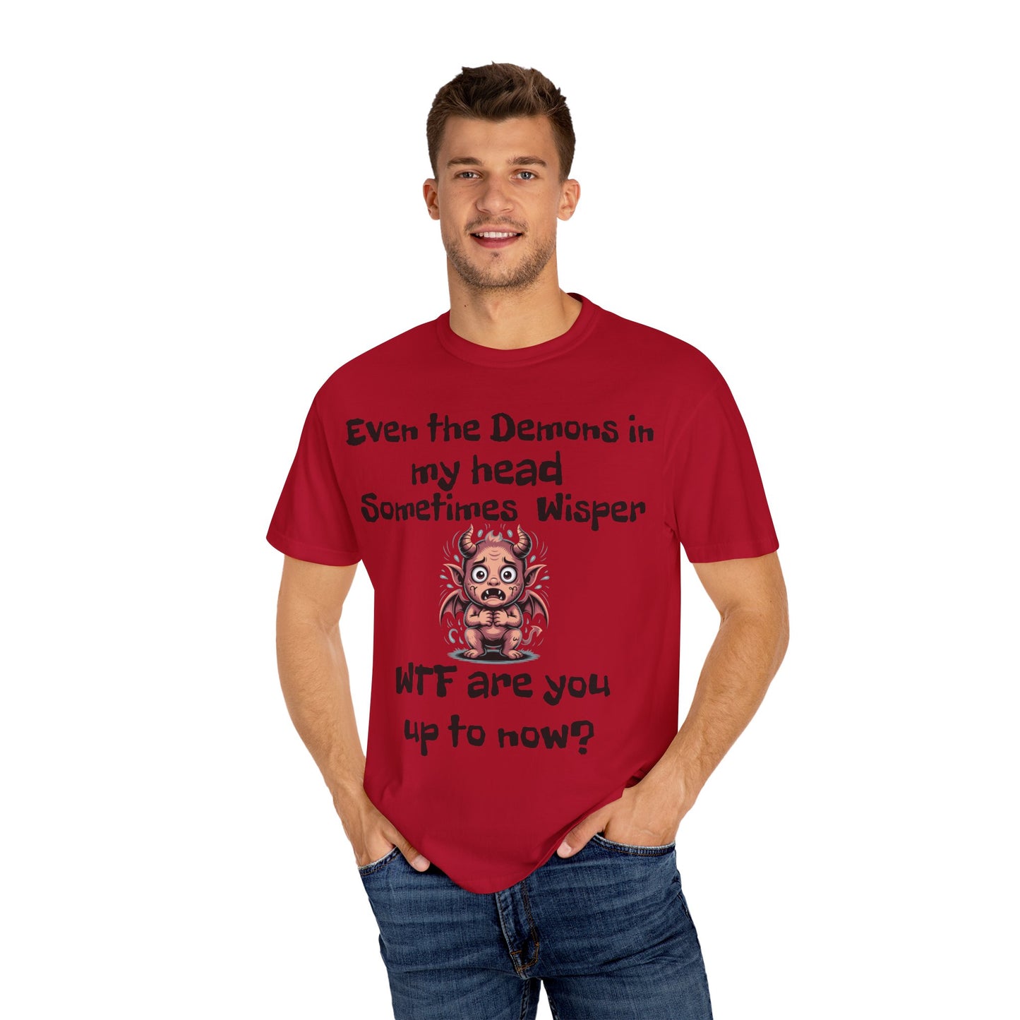 Whimsical Demon Graphic T-shirt -"Even the Demons in My Head" Design