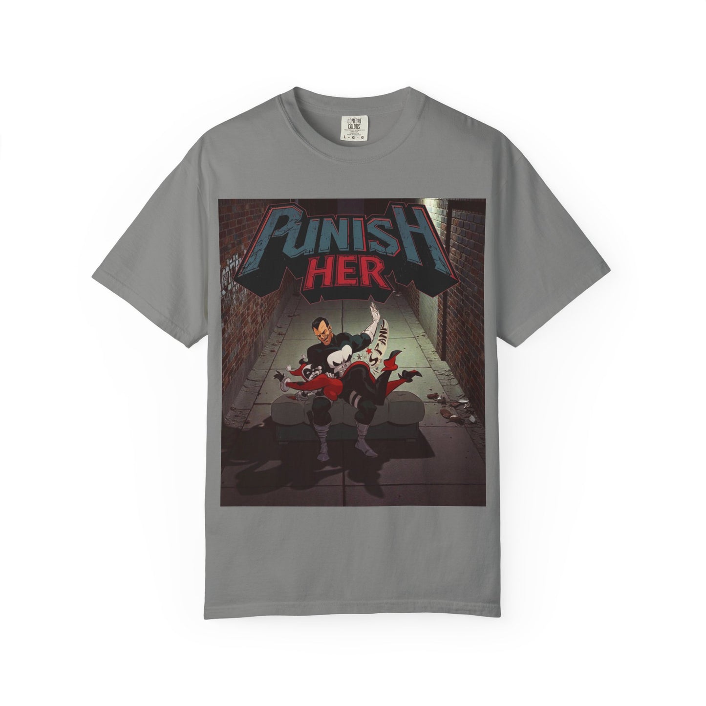 Graphic T-Shirt — "Punish Her" Retro Comic Alley Scene