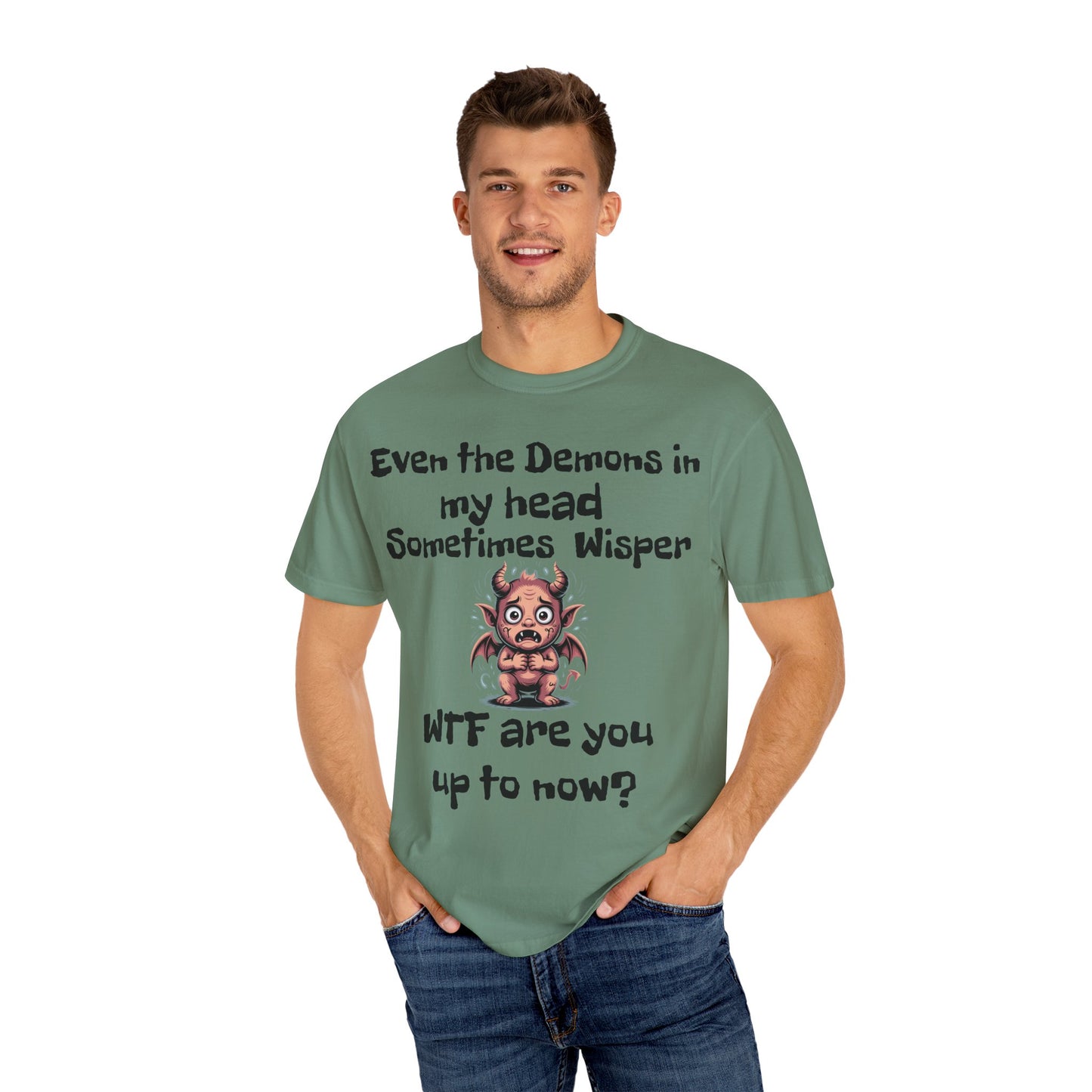 Whimsical Demon Graphic T-shirt -"Even the Demons in My Head" Design