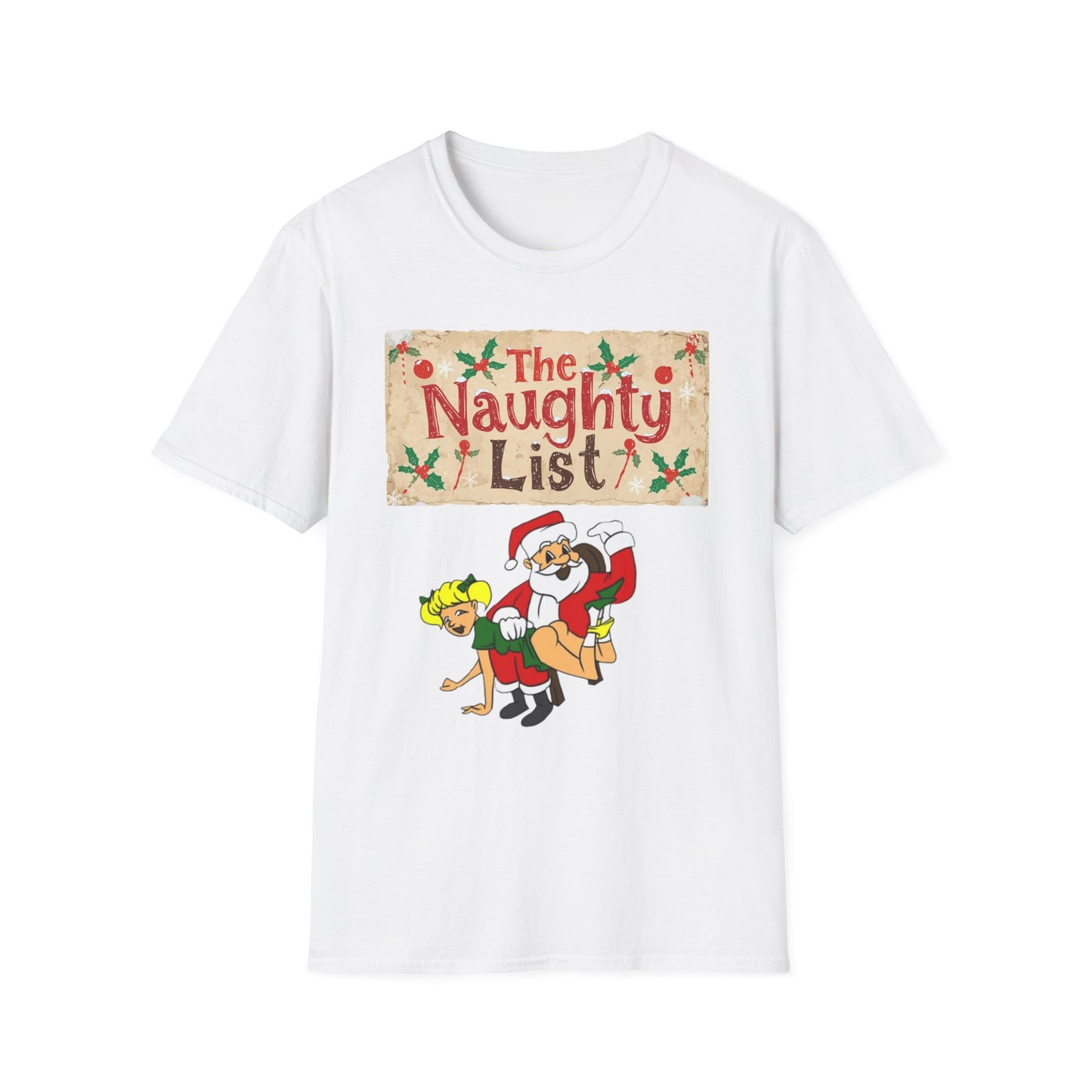 The Naughty List T-Shirt — Funny Santa Carrying Elf Christmas Tee