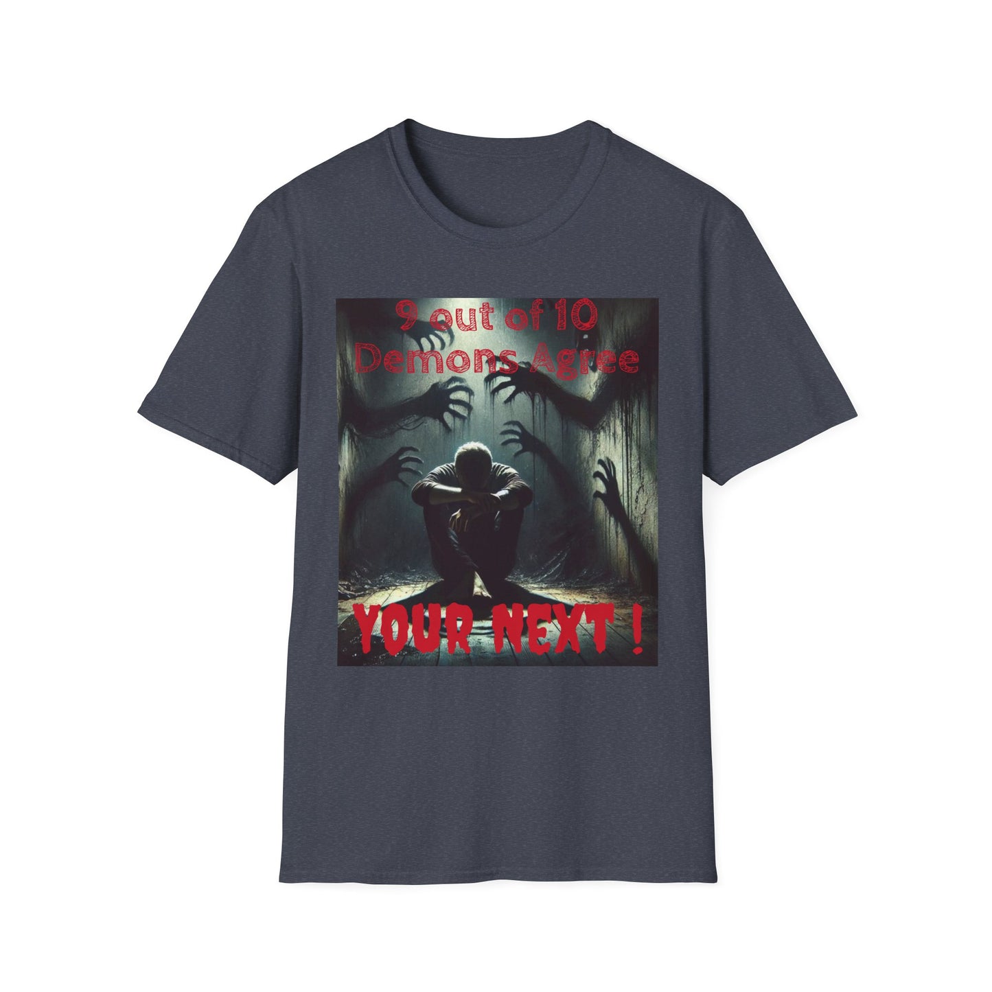 Horror Illustration T-Shirt — "Your Next!" Demon Shadows Graphic Tee