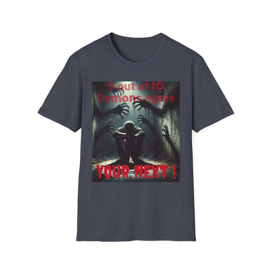 Horror Illustration T-Shirt — "Your Next!" Demon Shadows Graphic Tee