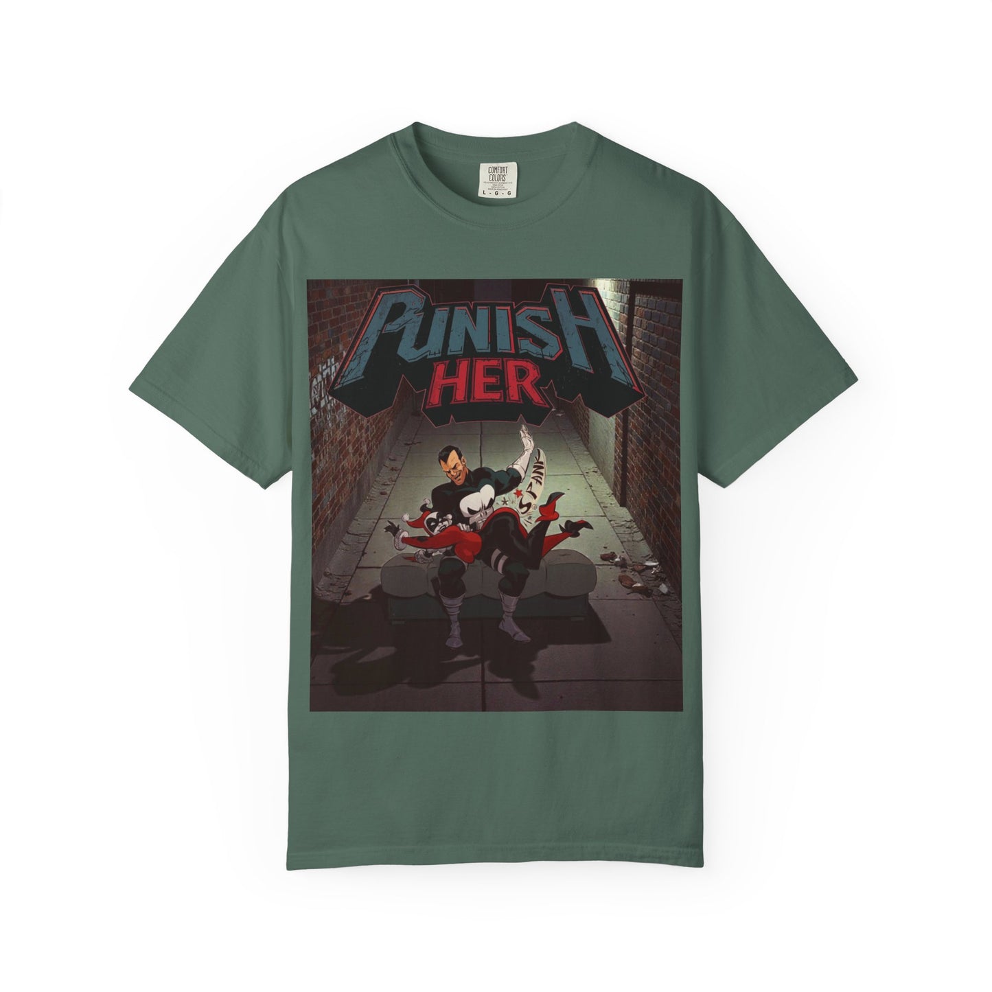Graphic T-Shirt — "Punish Her" Retro Comic Alley Scene