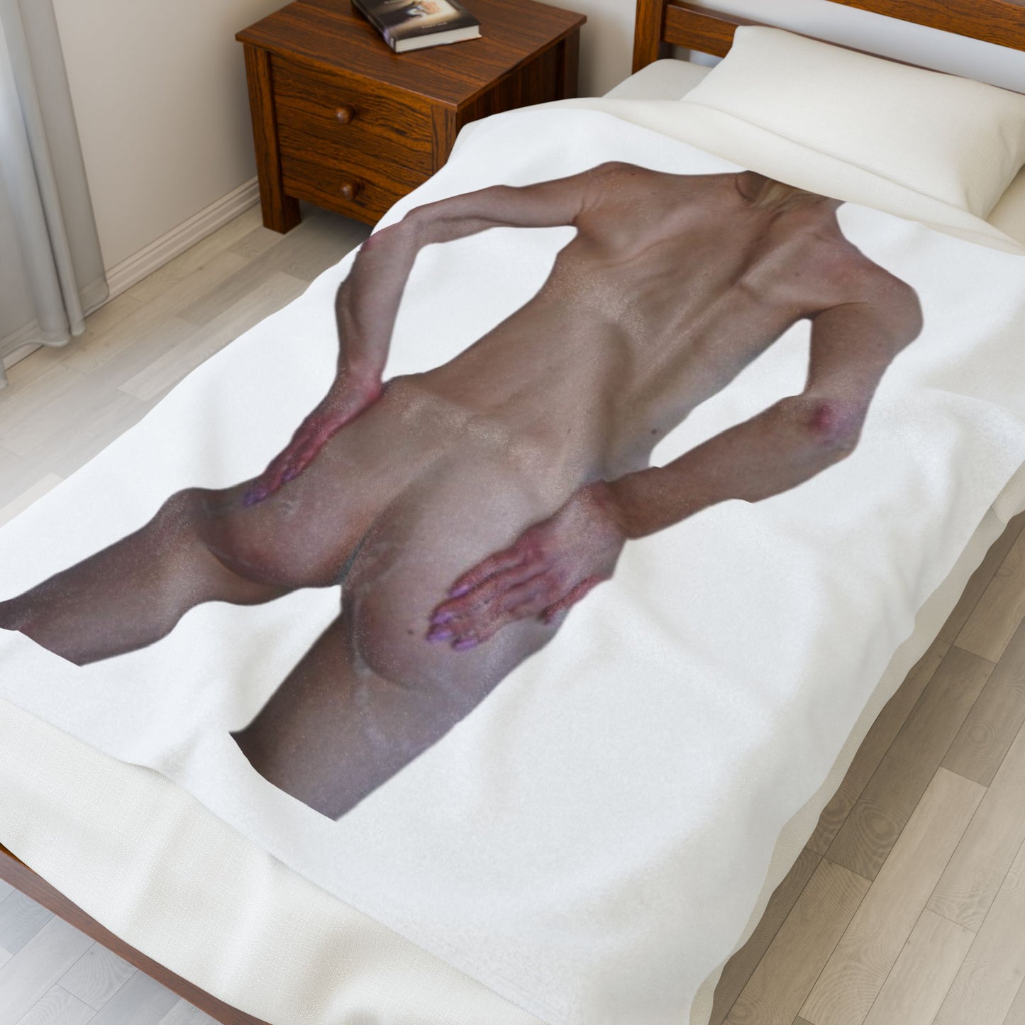 Velveteen Plush Blanket — Artistic Nude Figure Print Cozy Throw
