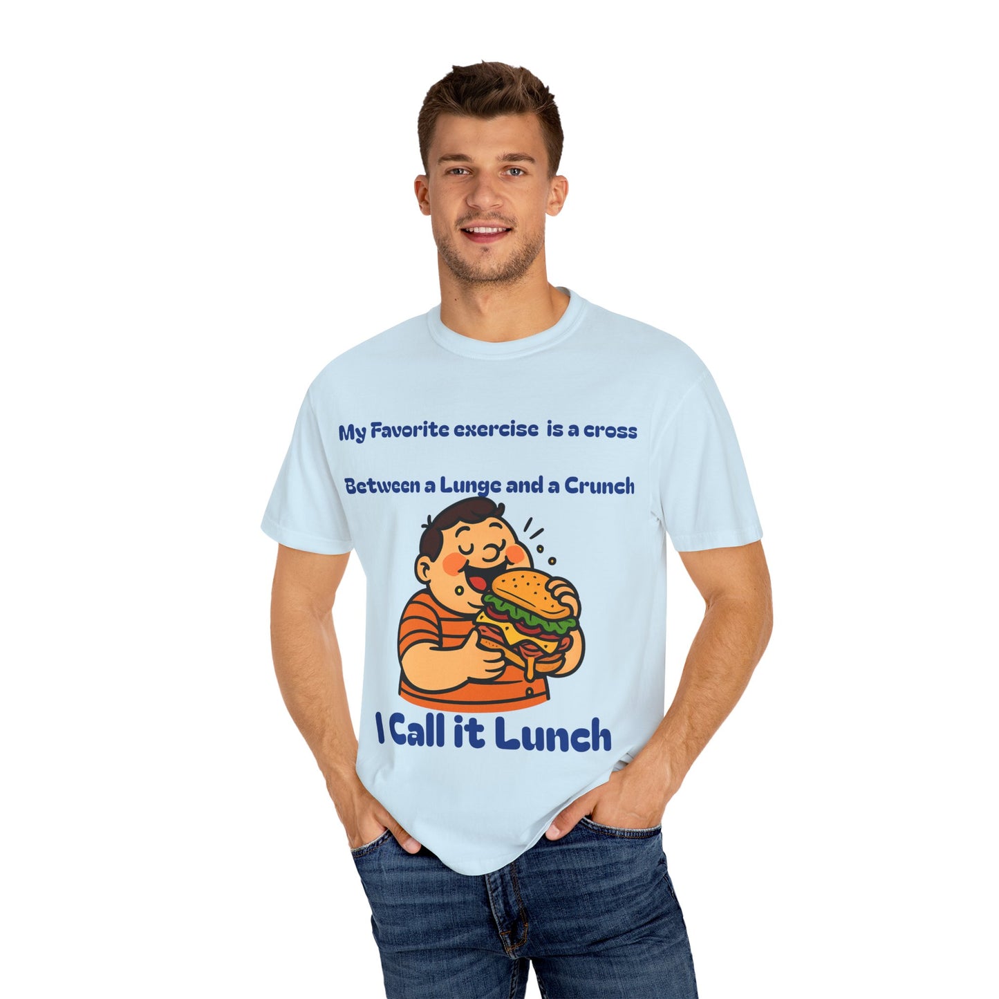 Funny Fitness T-shirt, Humorous Gym Tee, Quirky Lunch Lover Shirt, Perfect Gift for Foodies, Casual Wear for Gym Enthusiasts