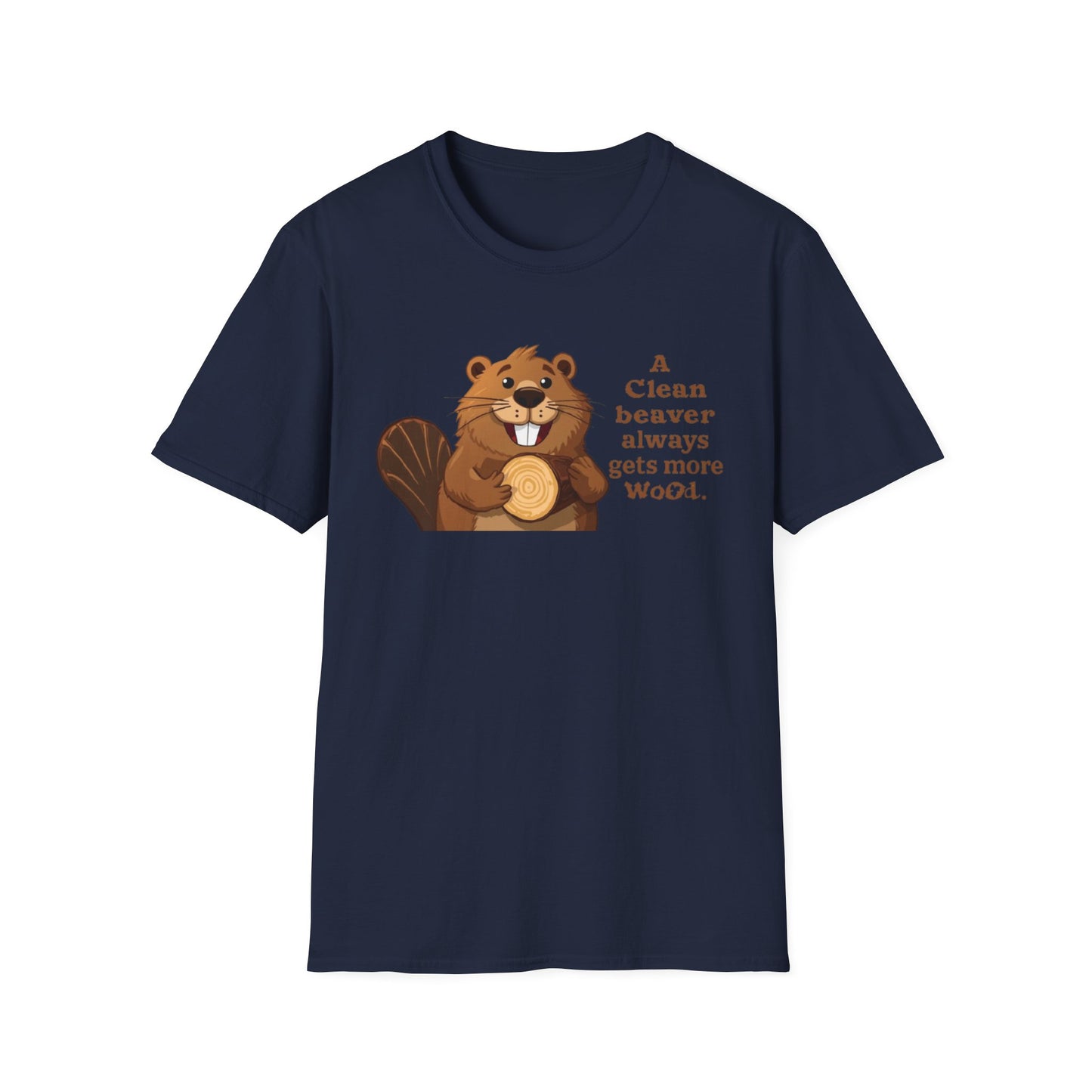 Beaver T-Shirt — Cute Cartoon Beaver with 'A Clean Beaver Always Gets More Wood' Funny Graphic Tee