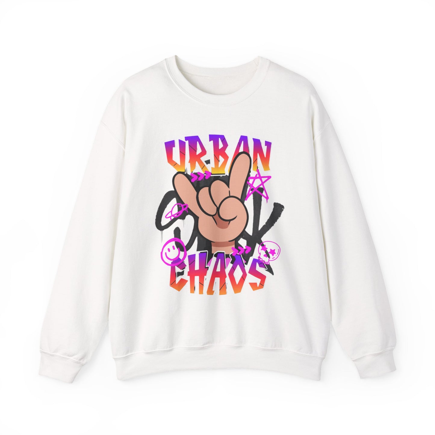 Urban Chaos Crewneck Sweatshirt, Statement Sweatshirt, Casual Wear, Gift for Trendsetters, Hipster Fashion, Unisex Apparel
