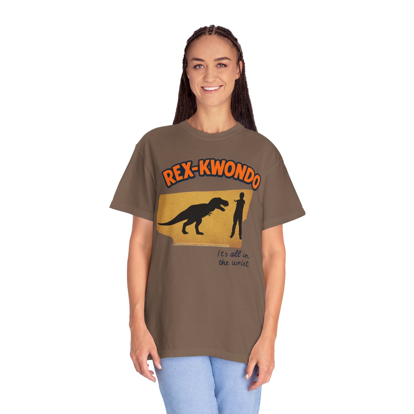 Rex-Kwondo T-Shirt — Funny Dinosaur Martial Arts Tee (“It's all in the wrist”)