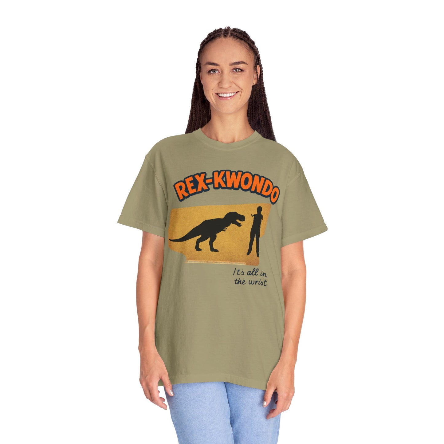 Rex-Kwondo T-Shirt — Funny Dinosaur Martial Arts Tee (“It's all in the wrist”)