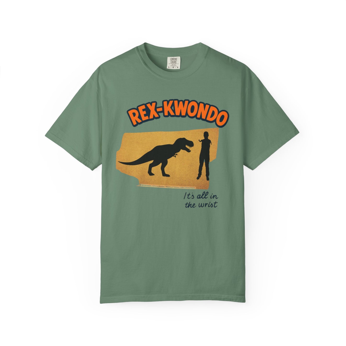 Rex-Kwondo T-Shirt — Funny Dinosaur Martial Arts Tee (“It's all in the wrist”)