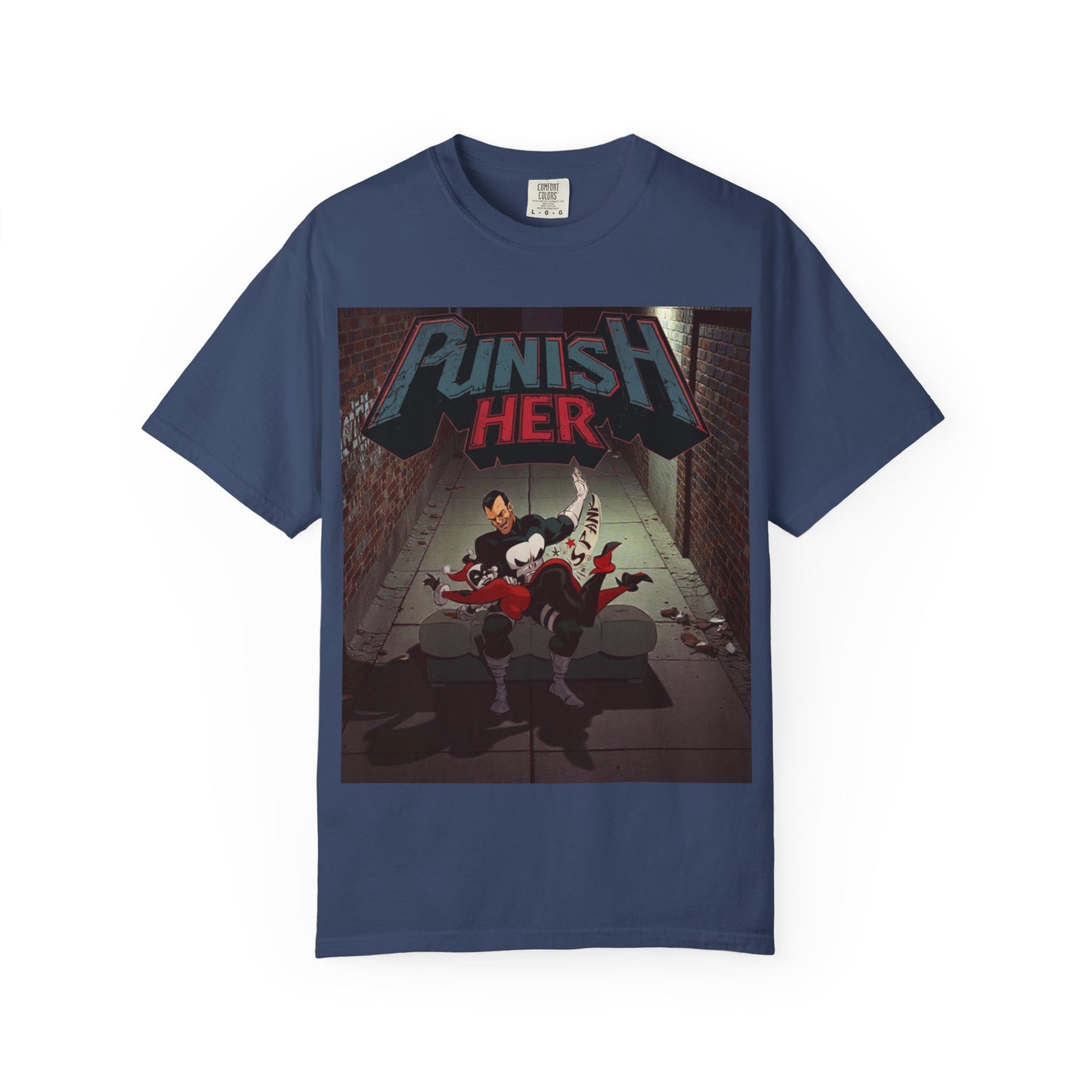 Graphic T-Shirt — "Punish Her" Retro Comic Alley Scene